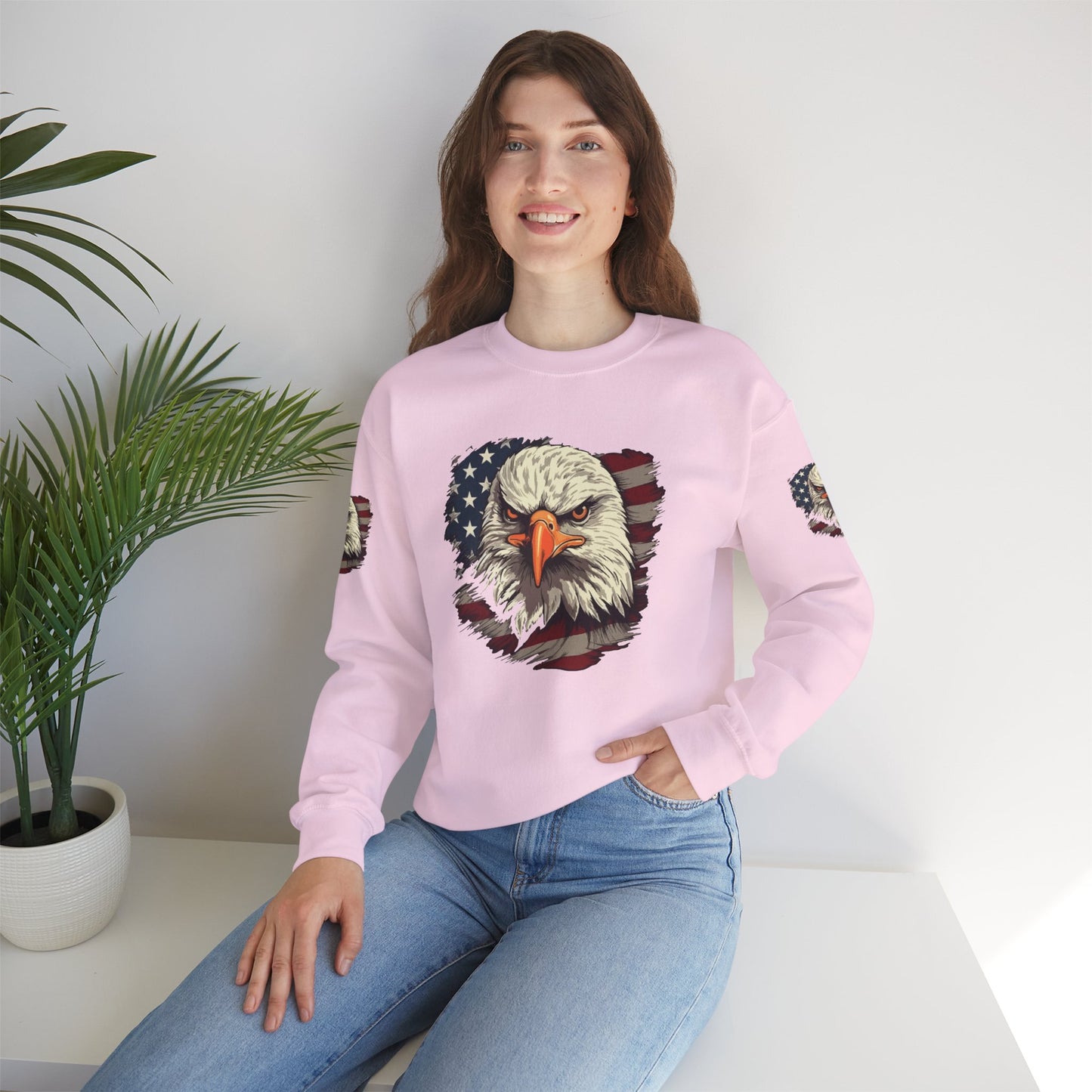 Princess Grace Patriotic Eagle Crewneck Sweatshirt Unisex Heavy Blend