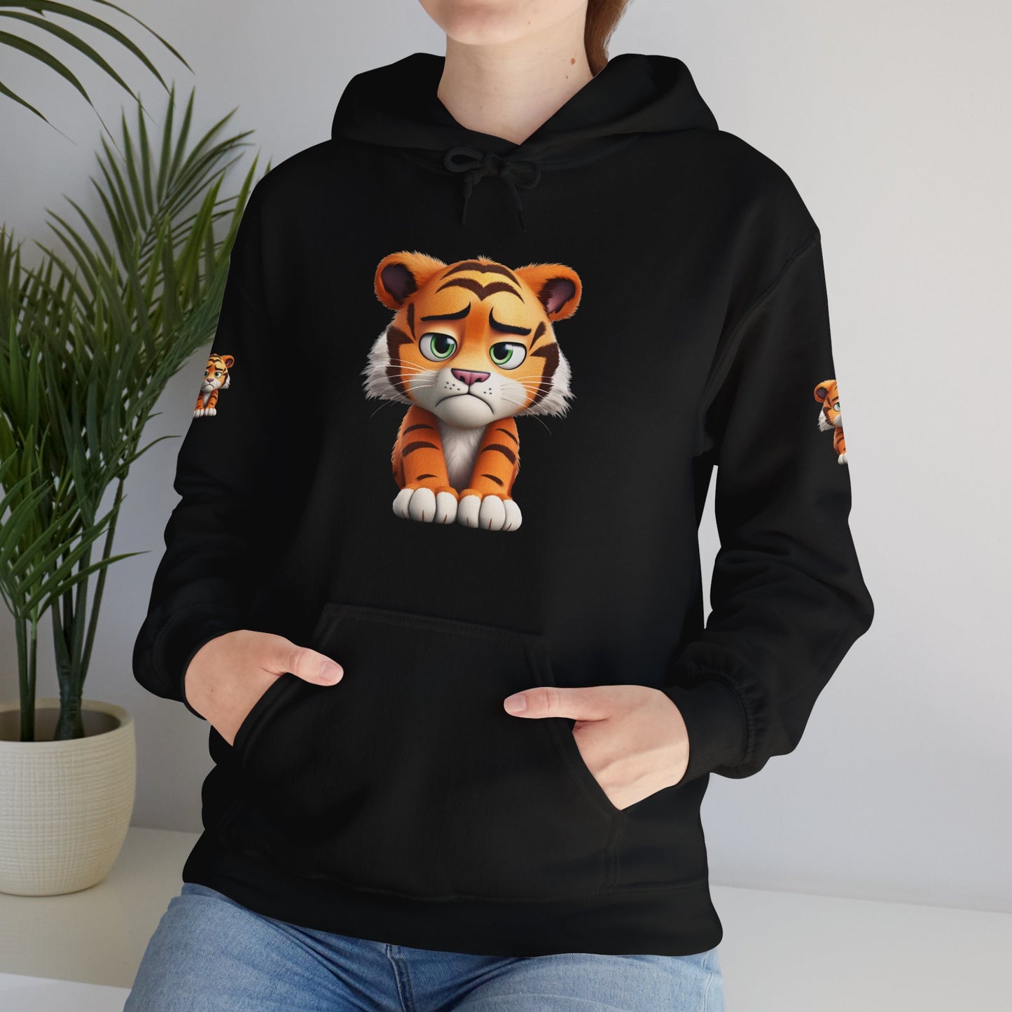 Princess Grace Playful Tiger Graphic Hoodie Unisex Heavy Blend Sweatshirt for Kids and Adults