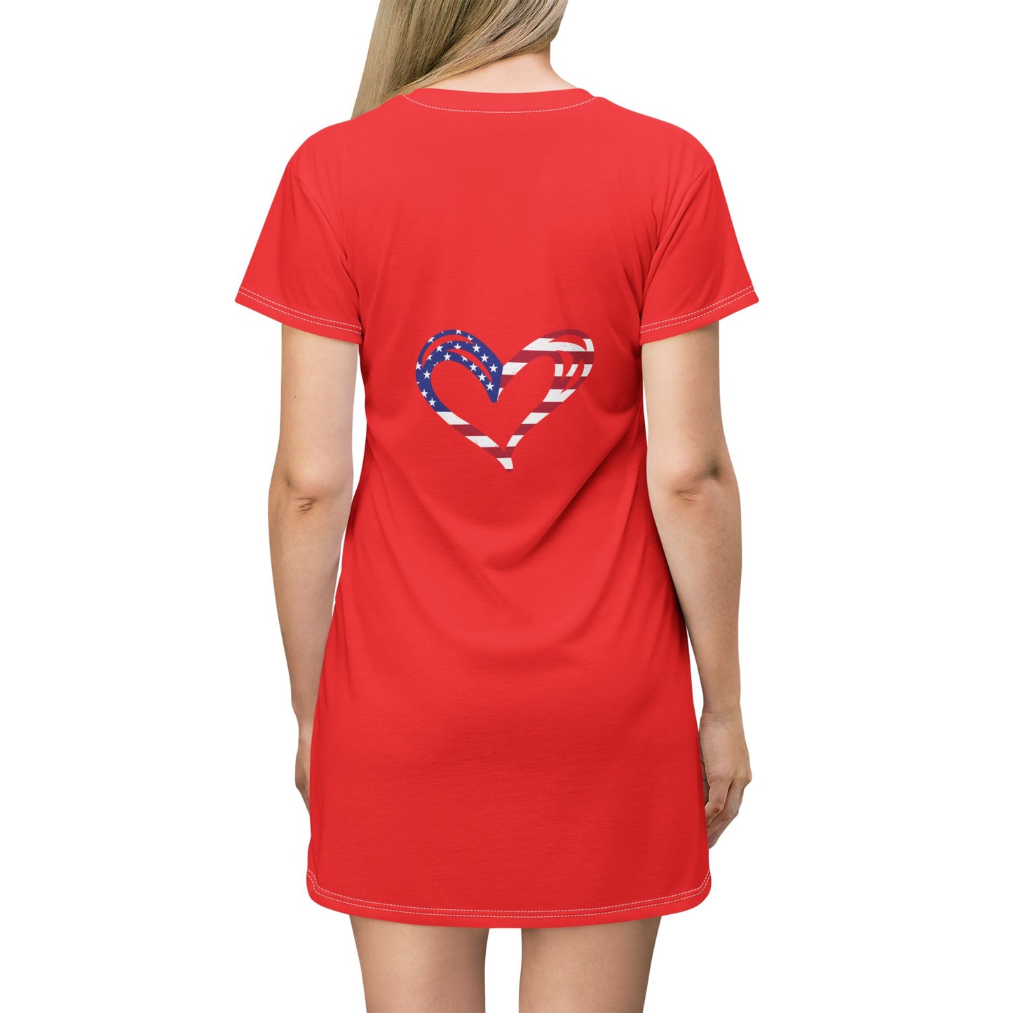 Princess Grace Patriotic Heart T-Shirt Dress for Celebrations