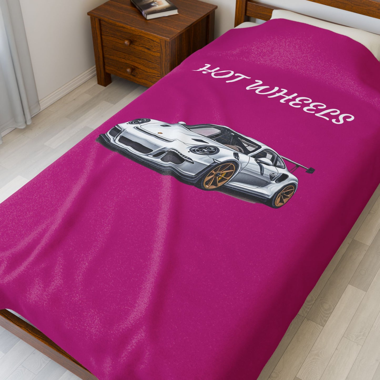 Princess Grace Hot Wheels Velveteen Plush Blanket Cozy Car Themed Throw for Automotive Enthusiasts