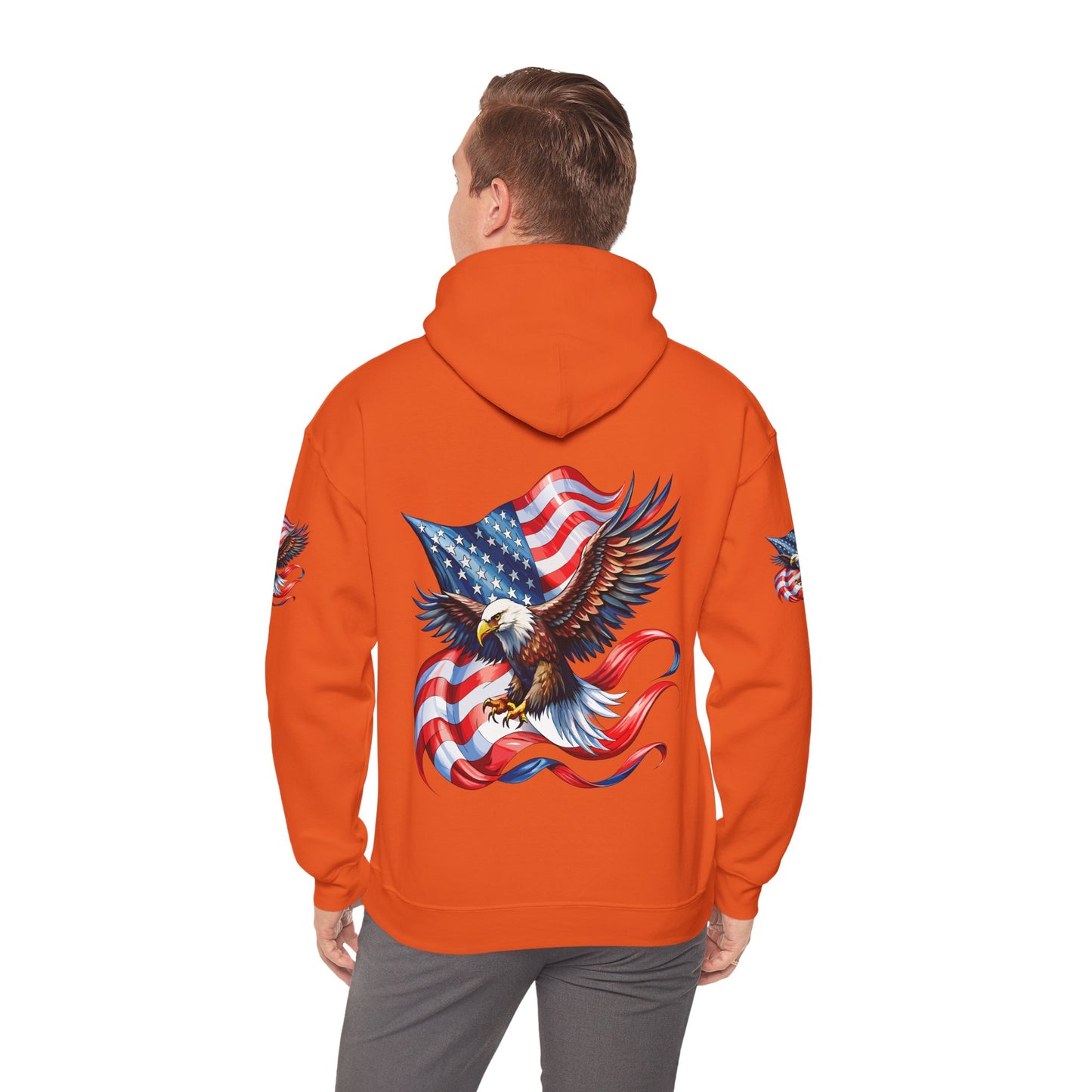 Princess Grace Patriotic Eagle Hoodie Unisex Heavy Blend Sweatshirt with American Flag Design