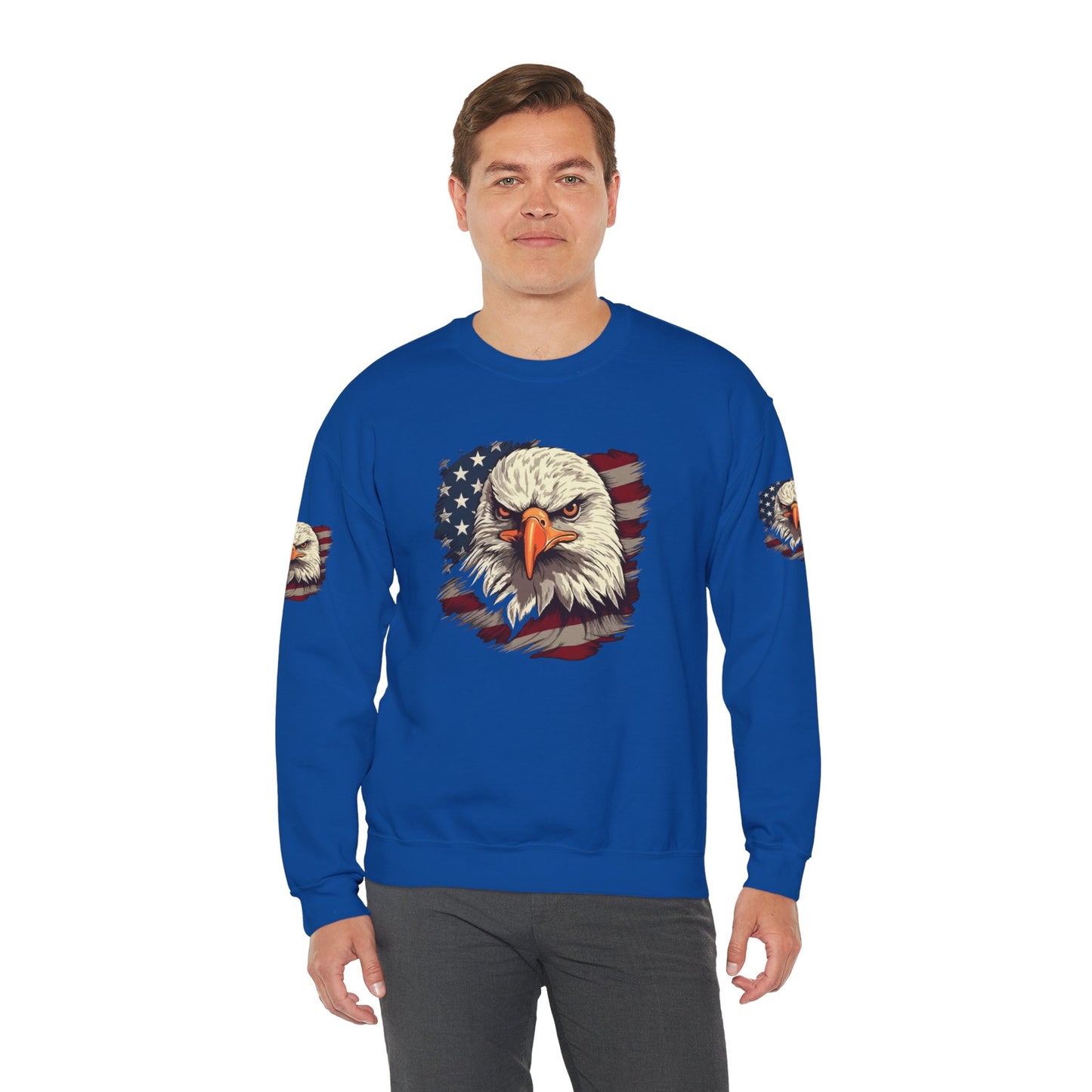 Princess Grace Patriotic Eagle Crewneck Sweatshirt Unisex Heavy Blend