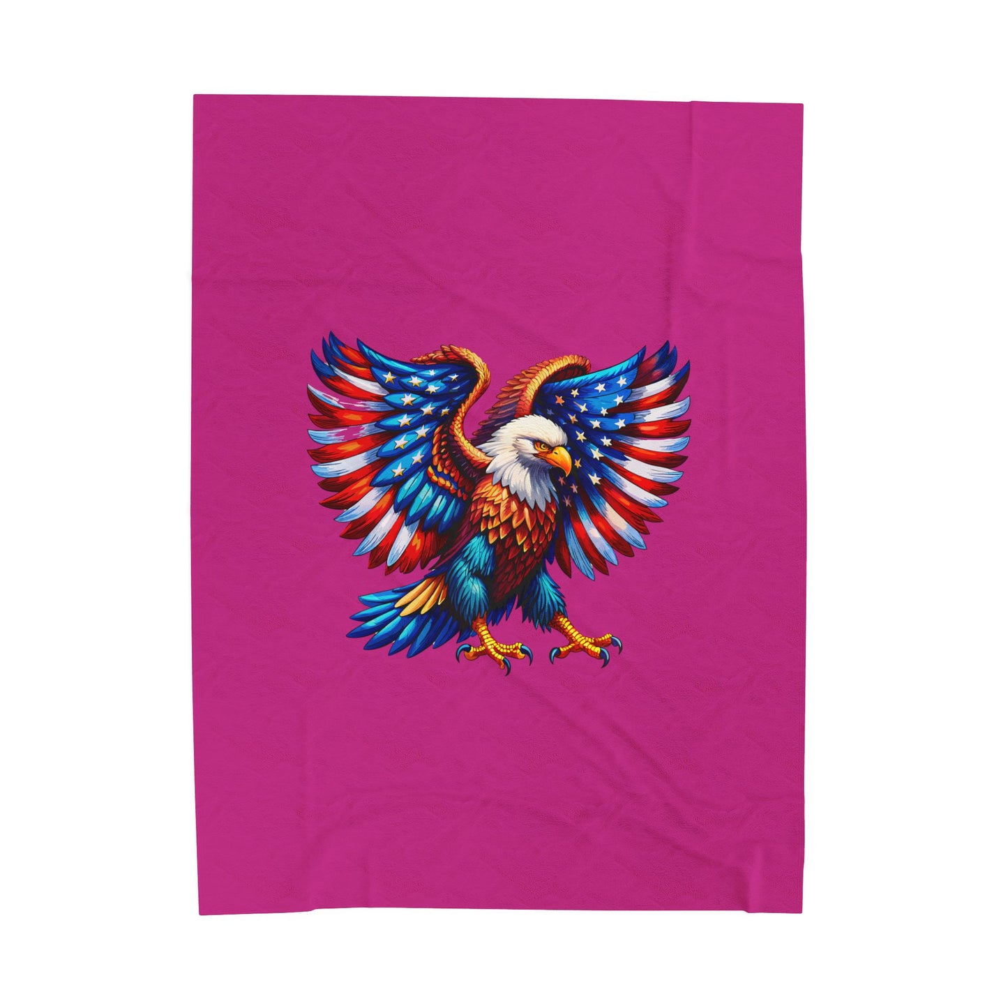 Princess Grace Patriotic Eagle Velveteen Plush Blanket Cozy American Flag Throw for Outdoor Events