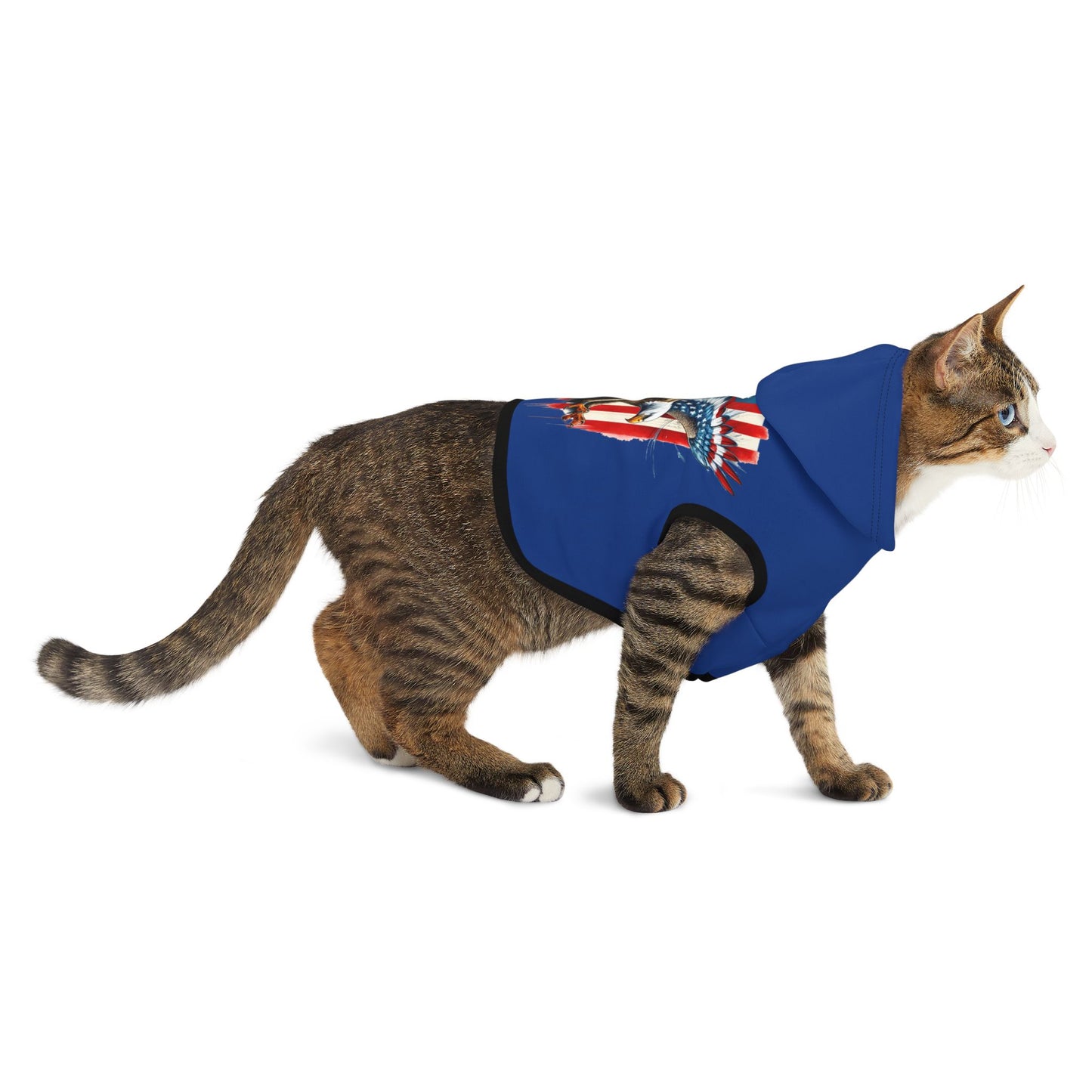 Princess Grace Patriotic Eagle Pet Hoodie Blue Animal Apparel for Independence Day