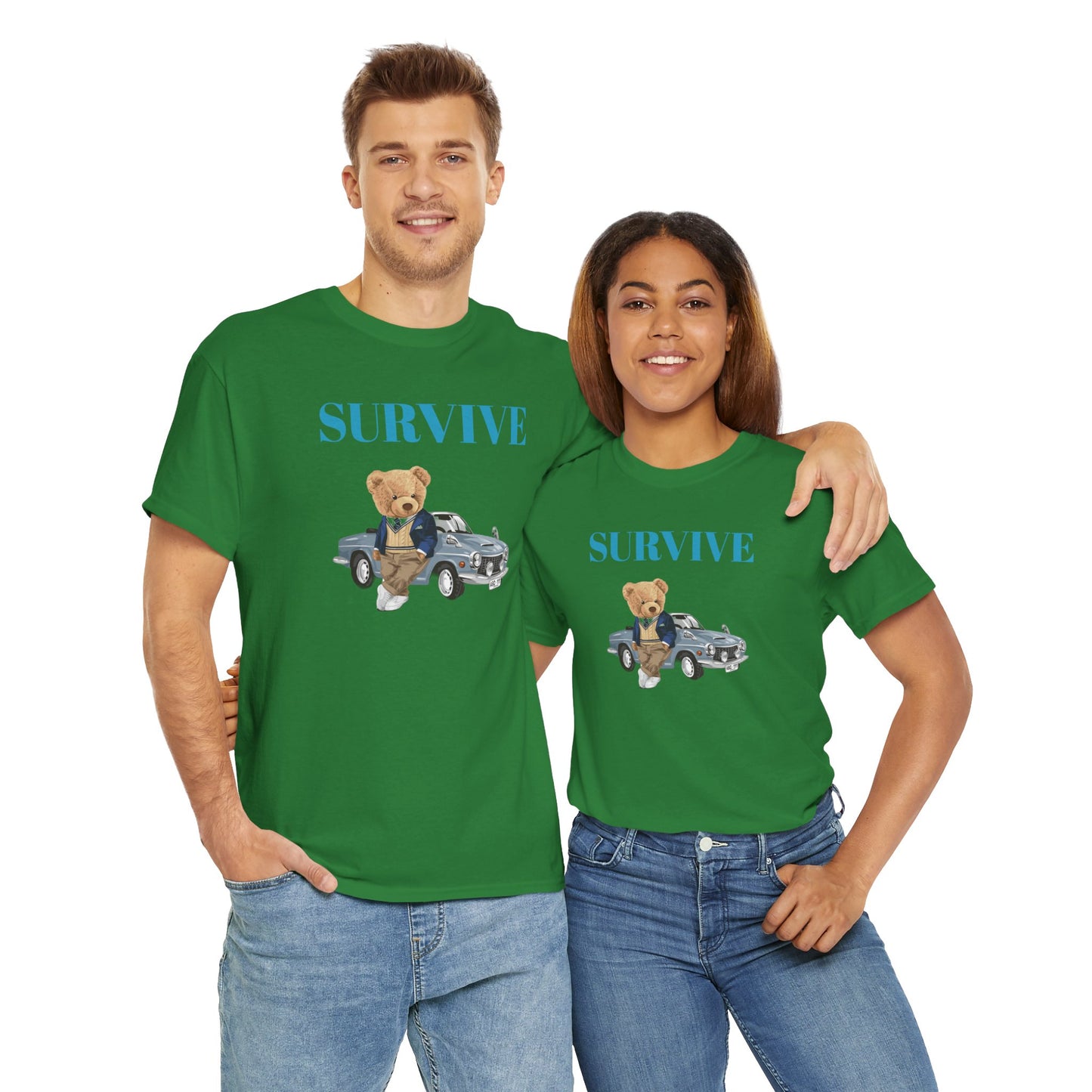 Princess Grace Survive Bear Unisex Heavy Cotton Tee Casual Comfort for Animal Lovers