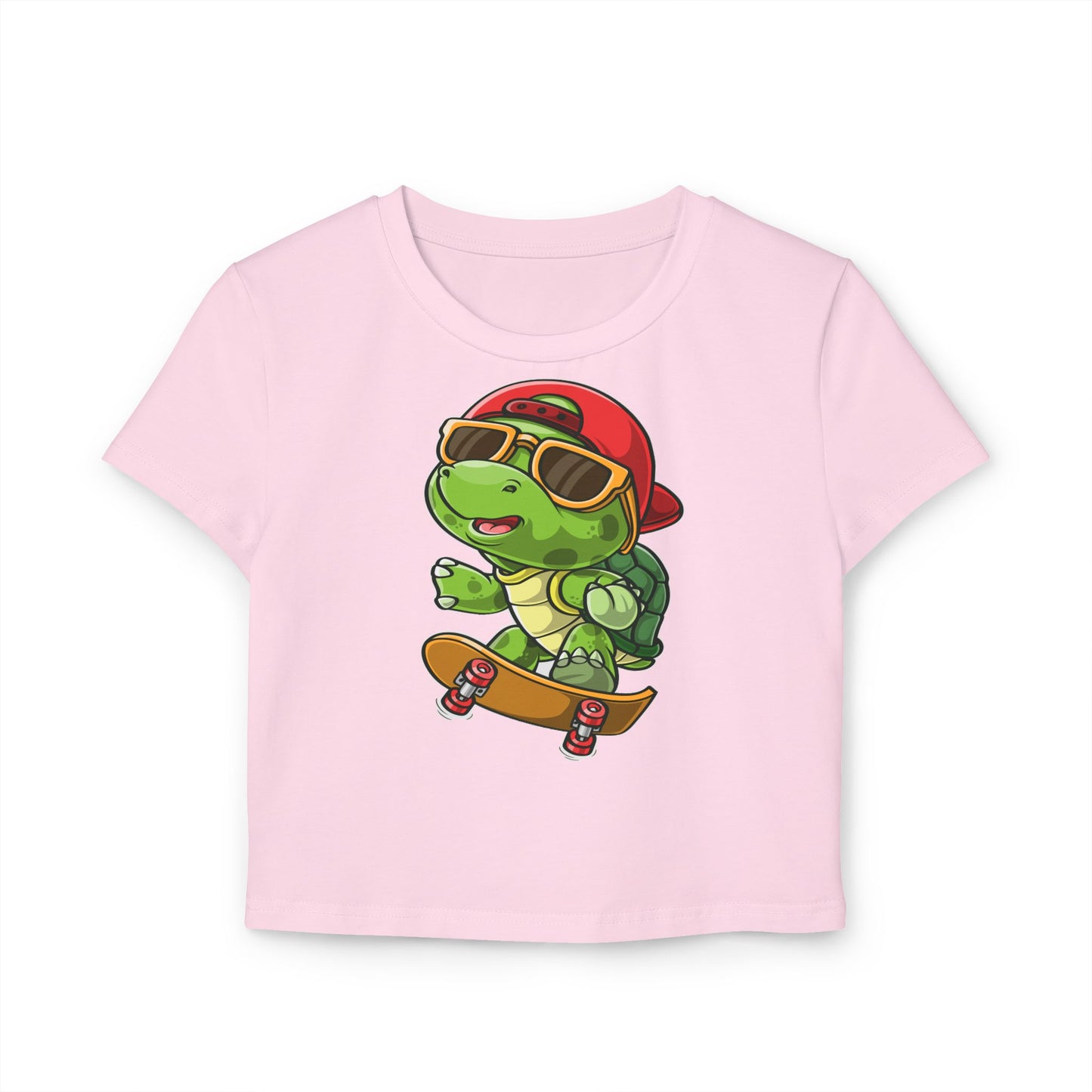 Princess Grace Cute Skateboarding Turtle Women's Baby Tee