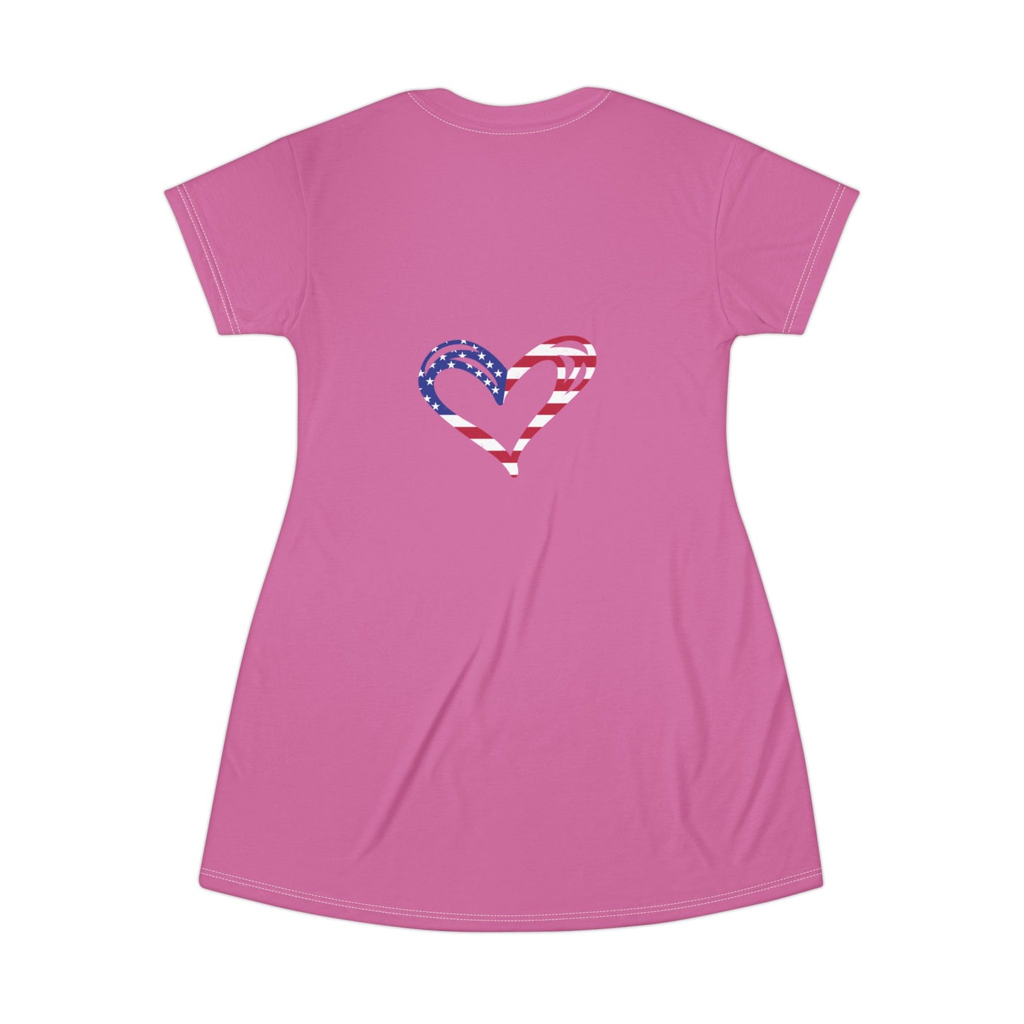 Princess Grace Patriotic Heart T-Shirt Dress for Celebrations