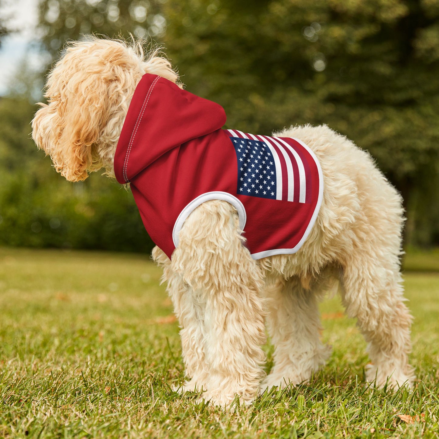 Princess Grace Patriotic Red Pet Hoodie with Flag Design