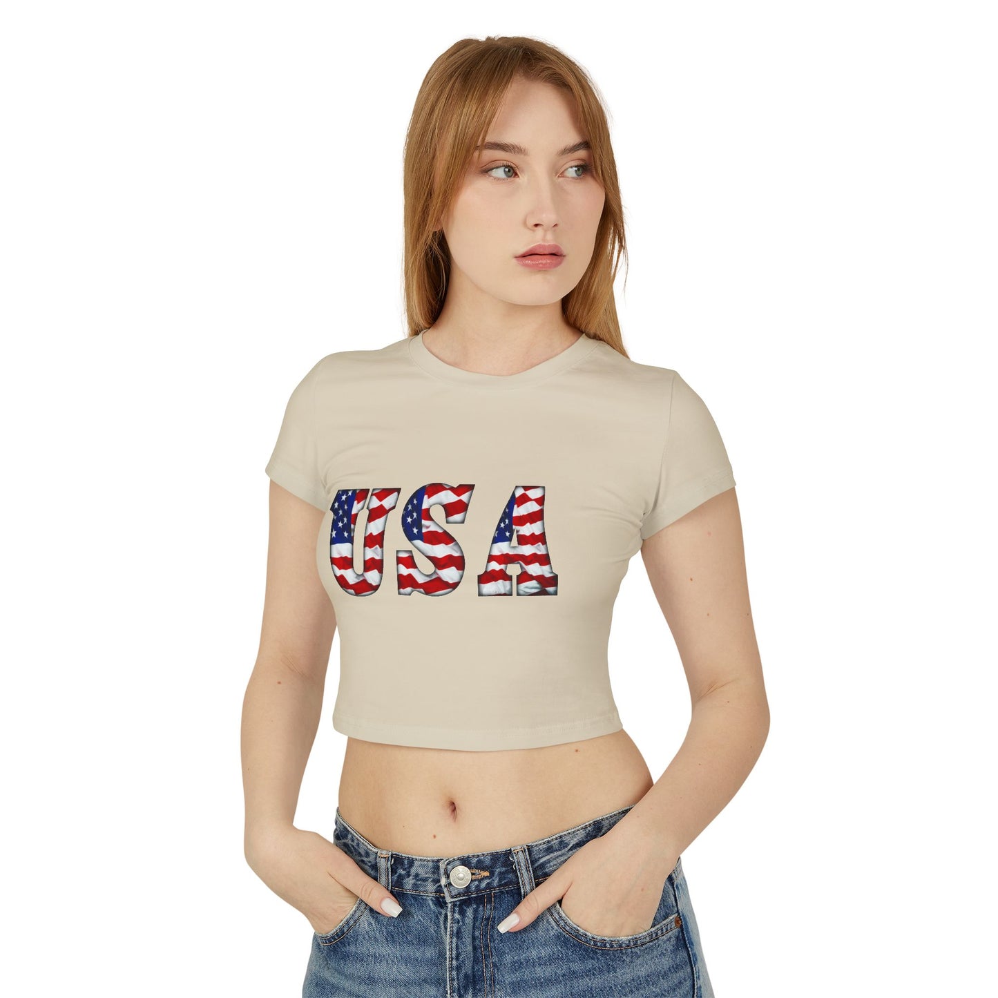 Princess Grace Patriotic USA Women's Baby Tee Celebrate Independence Day & Summer Vibes