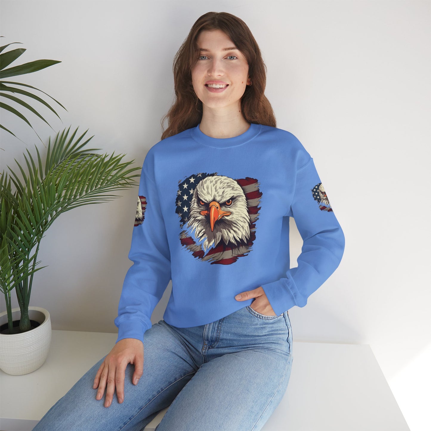 Princess Grace Patriotic Eagle Crewneck Sweatshirt Unisex Heavy Blend