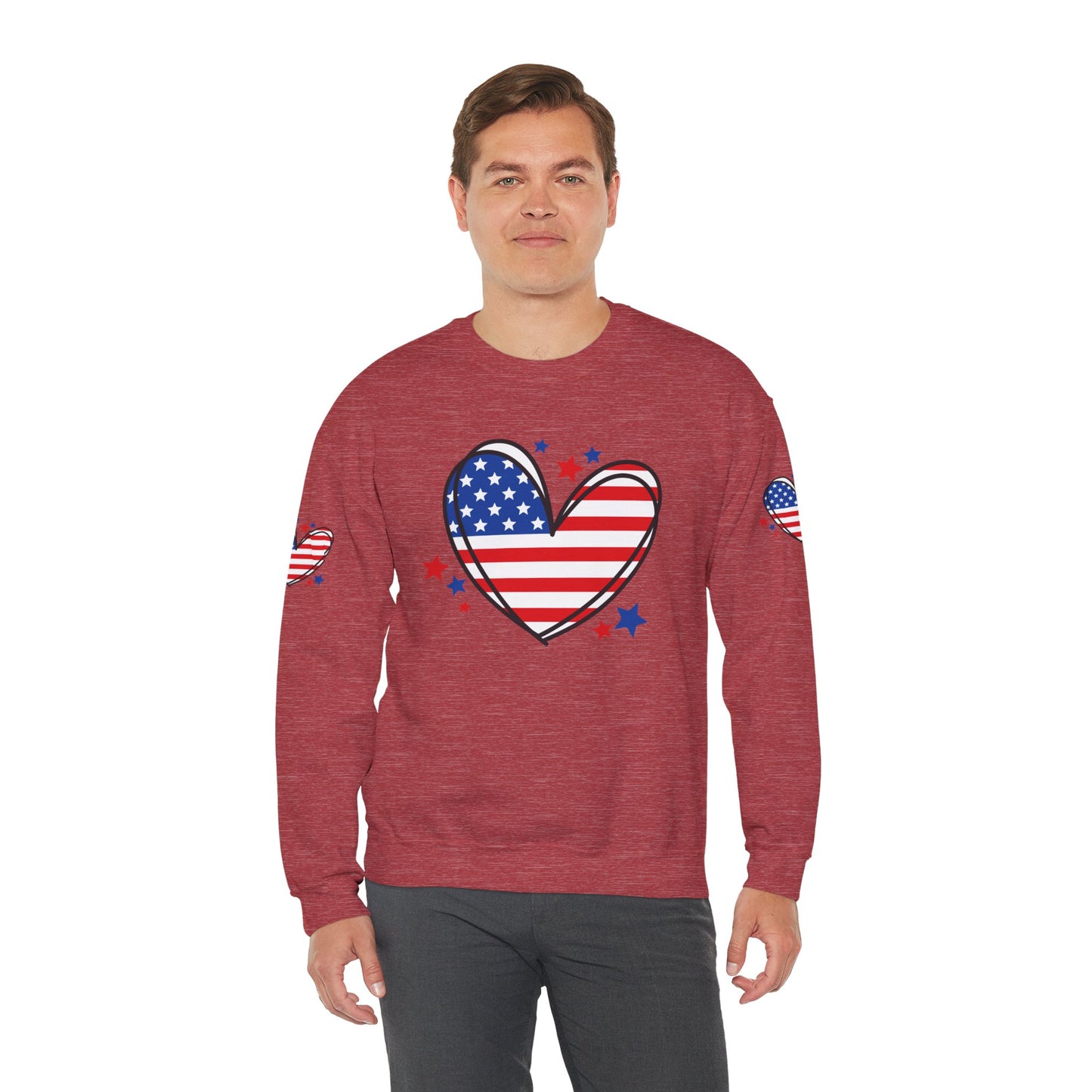 Princess Grace Patriotic Heart Crewneck Sweatshirt