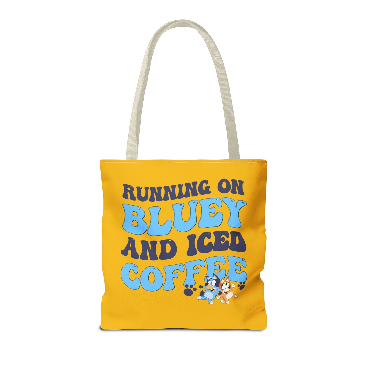 Princess Grace Running on Bluey and Iced Coffee Tote Bag Fun & Functional Daily Carry