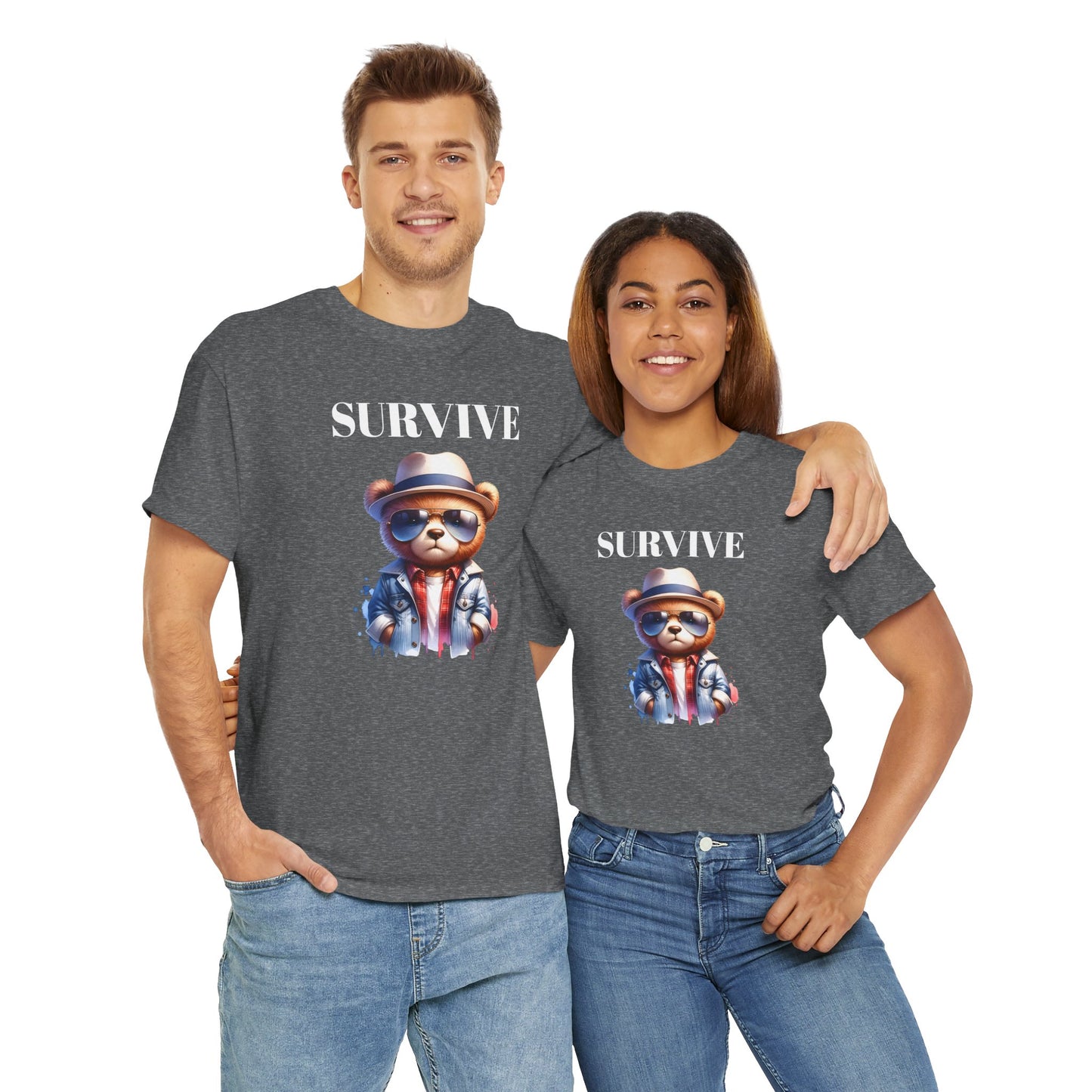 Princess Grace Cool Bear Graphic Tee 'Survive' Unisex Heavy Cotton T-Shirt