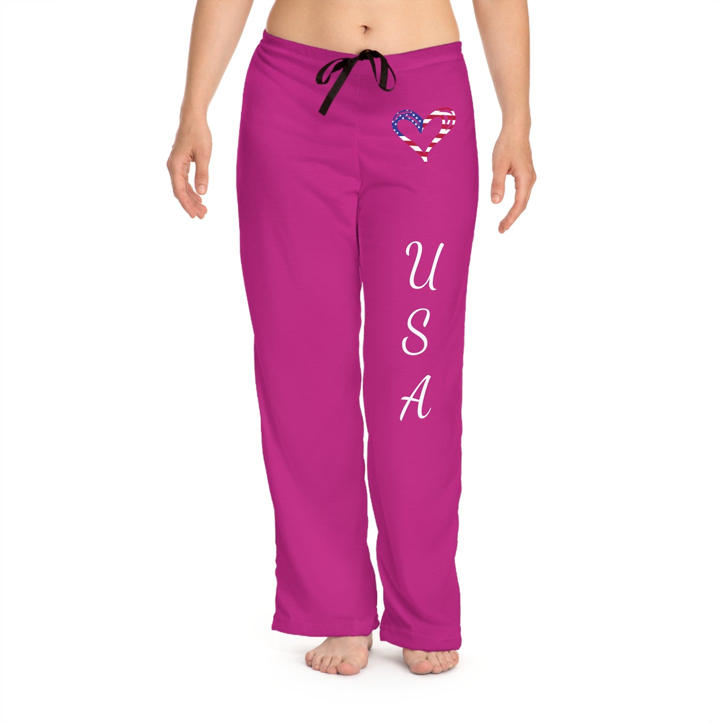 Princess Grace Patriotic Pajama Pants with USA Heart Design