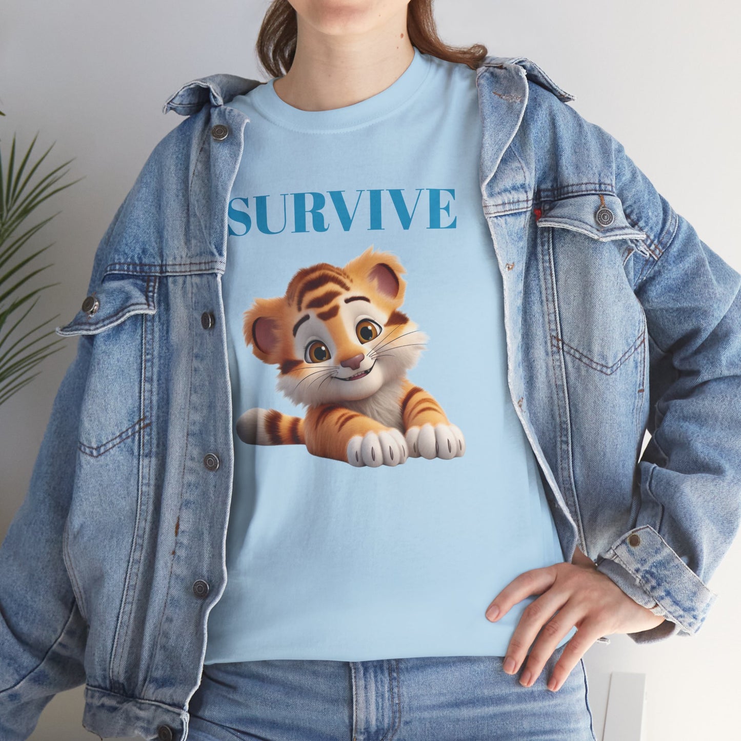 Princess Grace Survive Tiger Unisex Heavy Cotton Tee Cute Animal Graphic