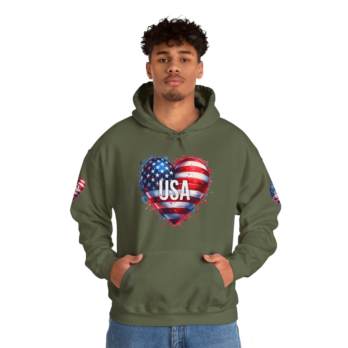 Princess Grace Patriotic Heart Hoodie for USA Lovers Unisex Heavy Blend