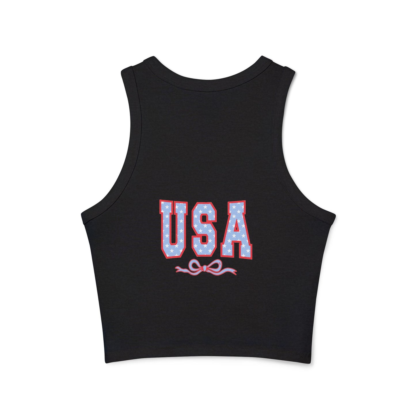 Princess Grace Patriotic USA Micro Rib Racer Tank Top for Women