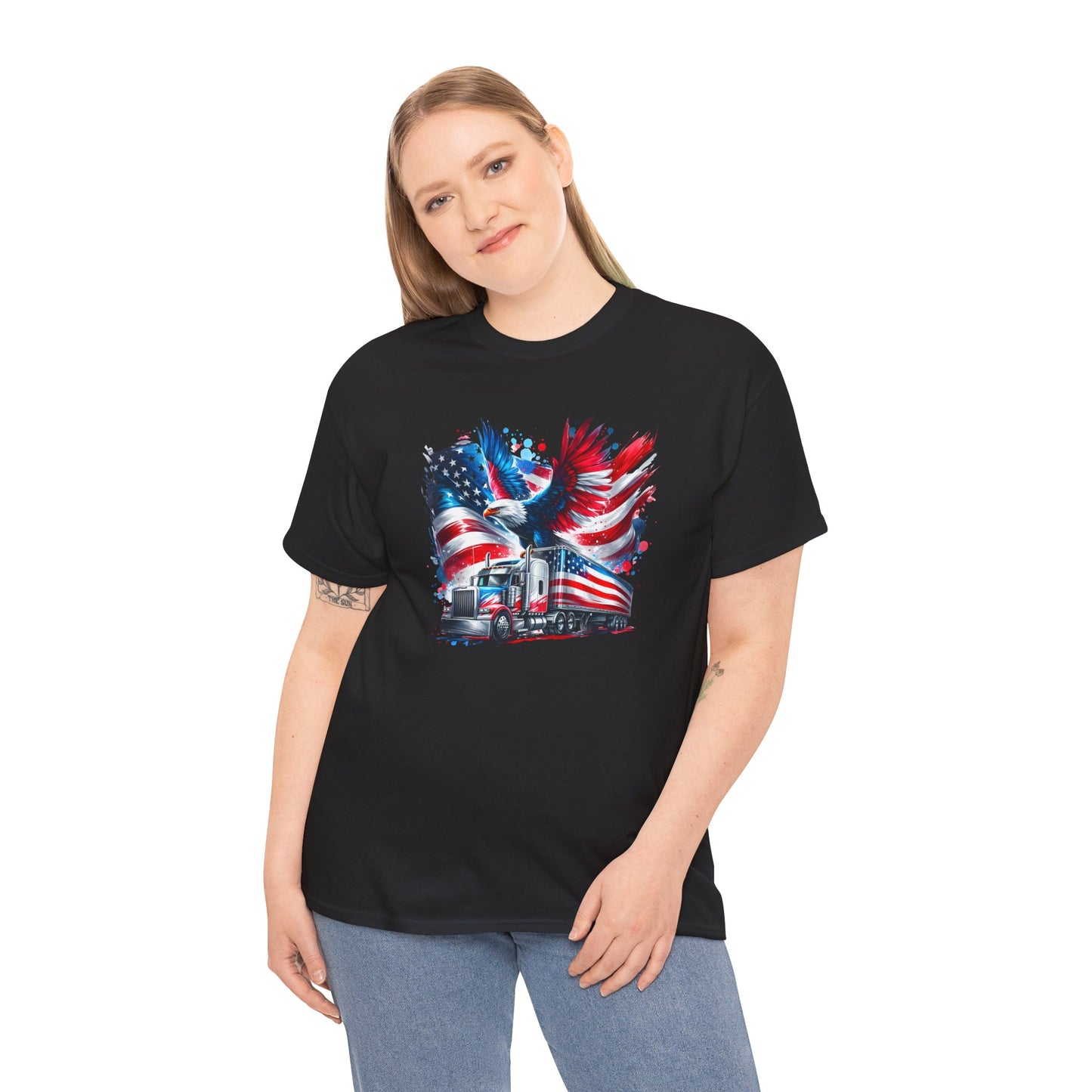 Princess Grace Patriotic Eagle Truck Unisex Heavy Cotton Tee
