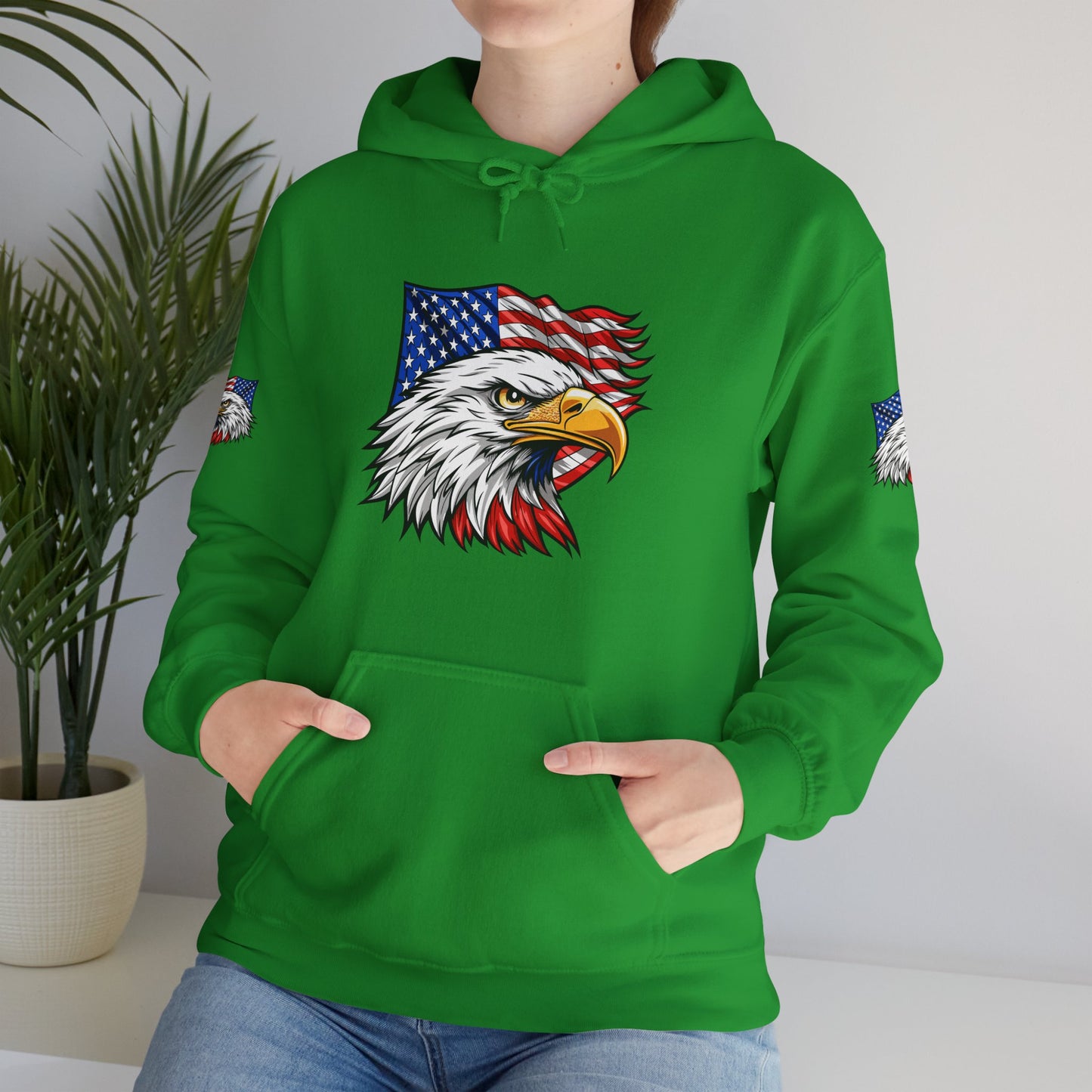 Princess Grace Patriotic Eagle Hoodie Unisex Heavy Blend Sweatshirt with American Flag Design