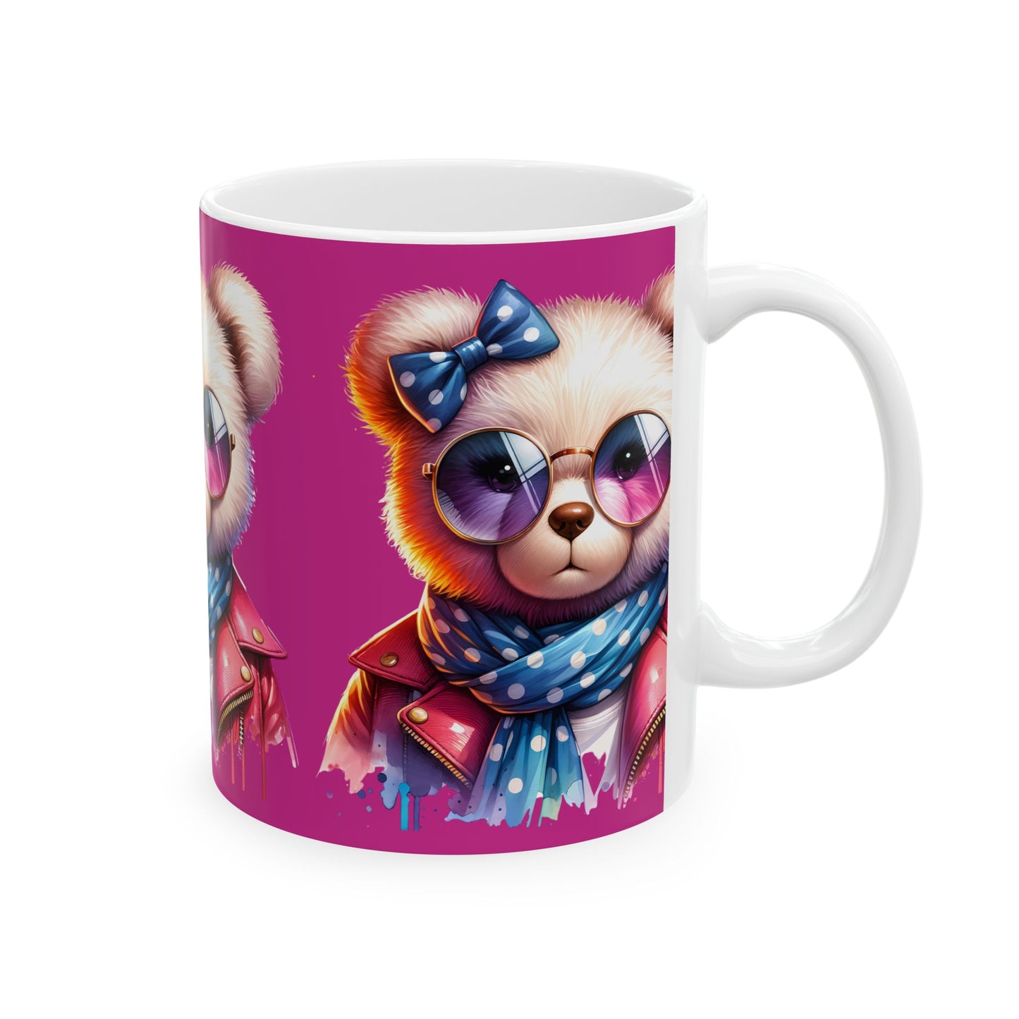 Princess Grace Trendy Bear Ceramic Mug with Sunglasses Cute 11oz & 15oz Drinkware