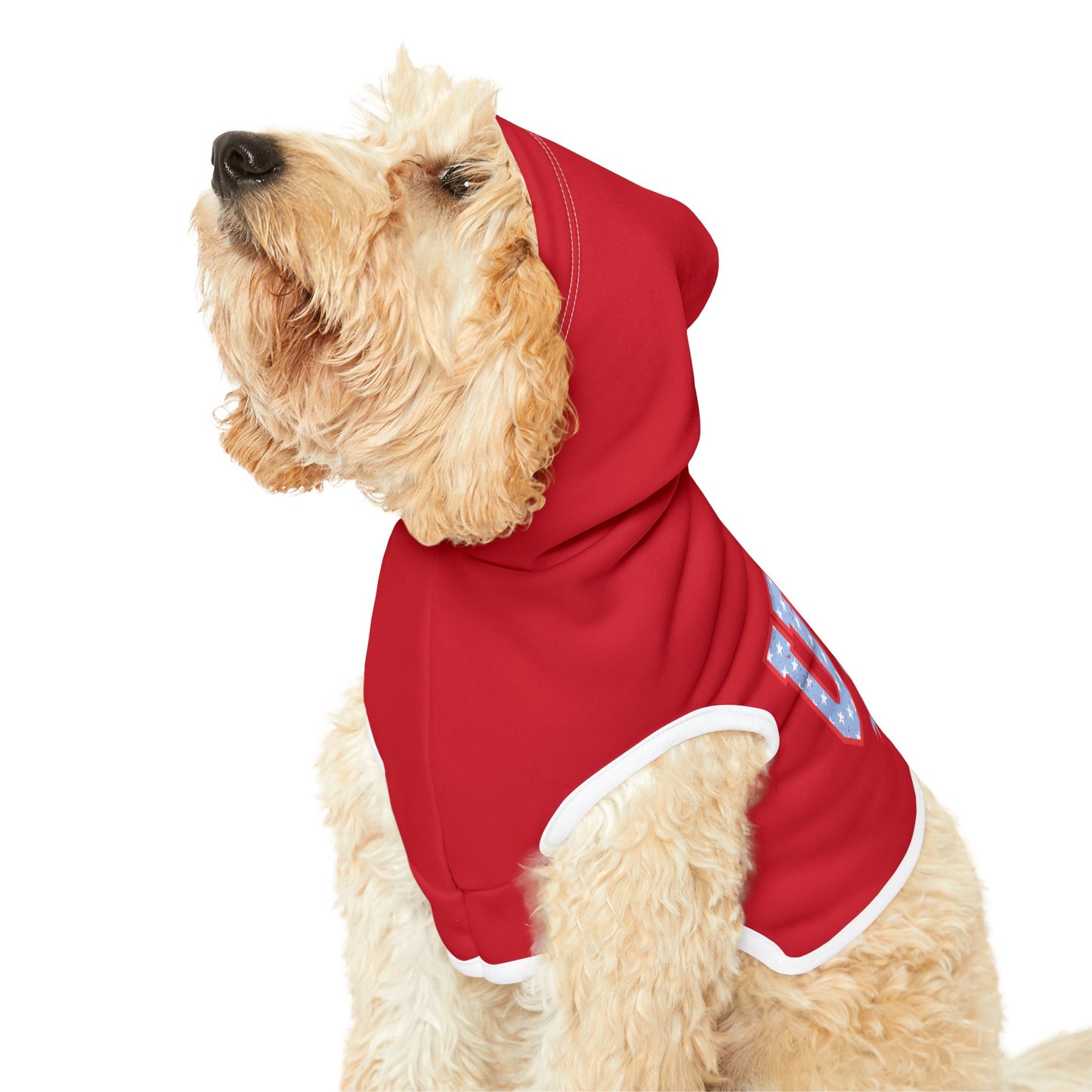 Princess Grace USA Flag Pet Hoodie Red Stylish Dog Apparel for Patriotic Occasions