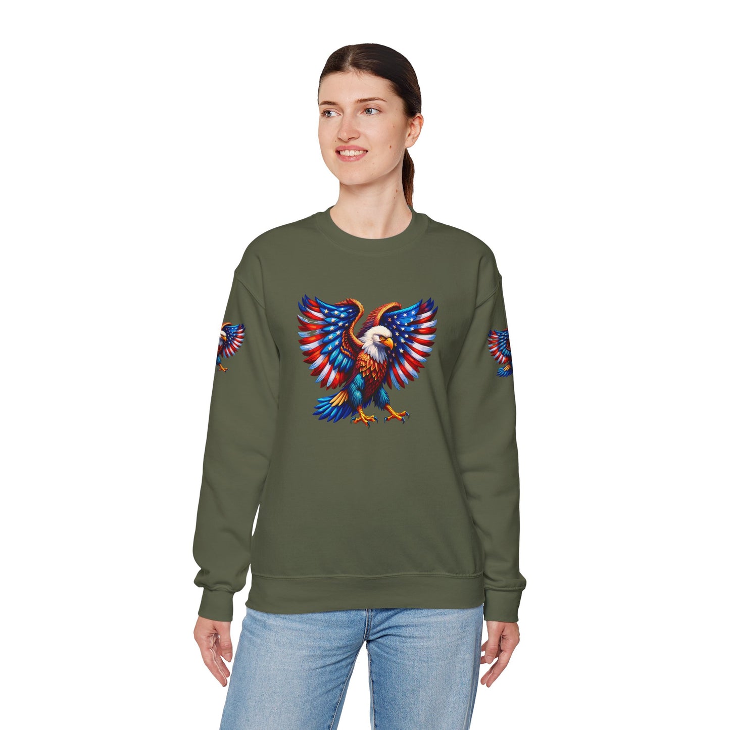 Princess Grace Eagle Wings Unisex Crewneck Sweatshirt Patriotic Graphic Pullover