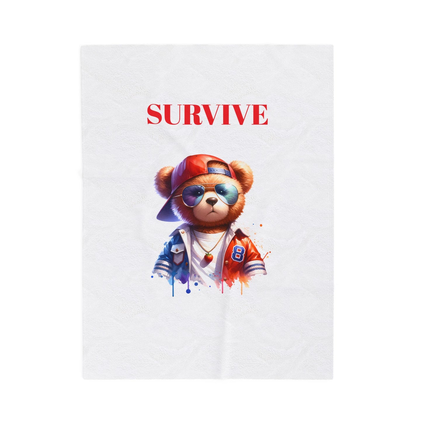 Princess Grace Survive Teddy Bear Plush Blanket Cozy Velveteen Throw for Kids & Teens