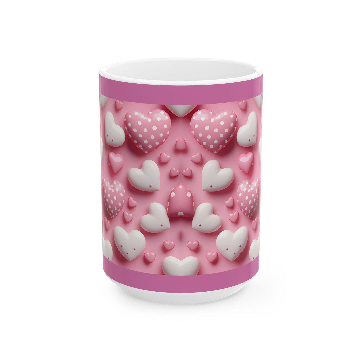 Princess Grace Romantic Heart Pattern Ceramic Mug Perfect for Valentine's Day & Love Celebrations