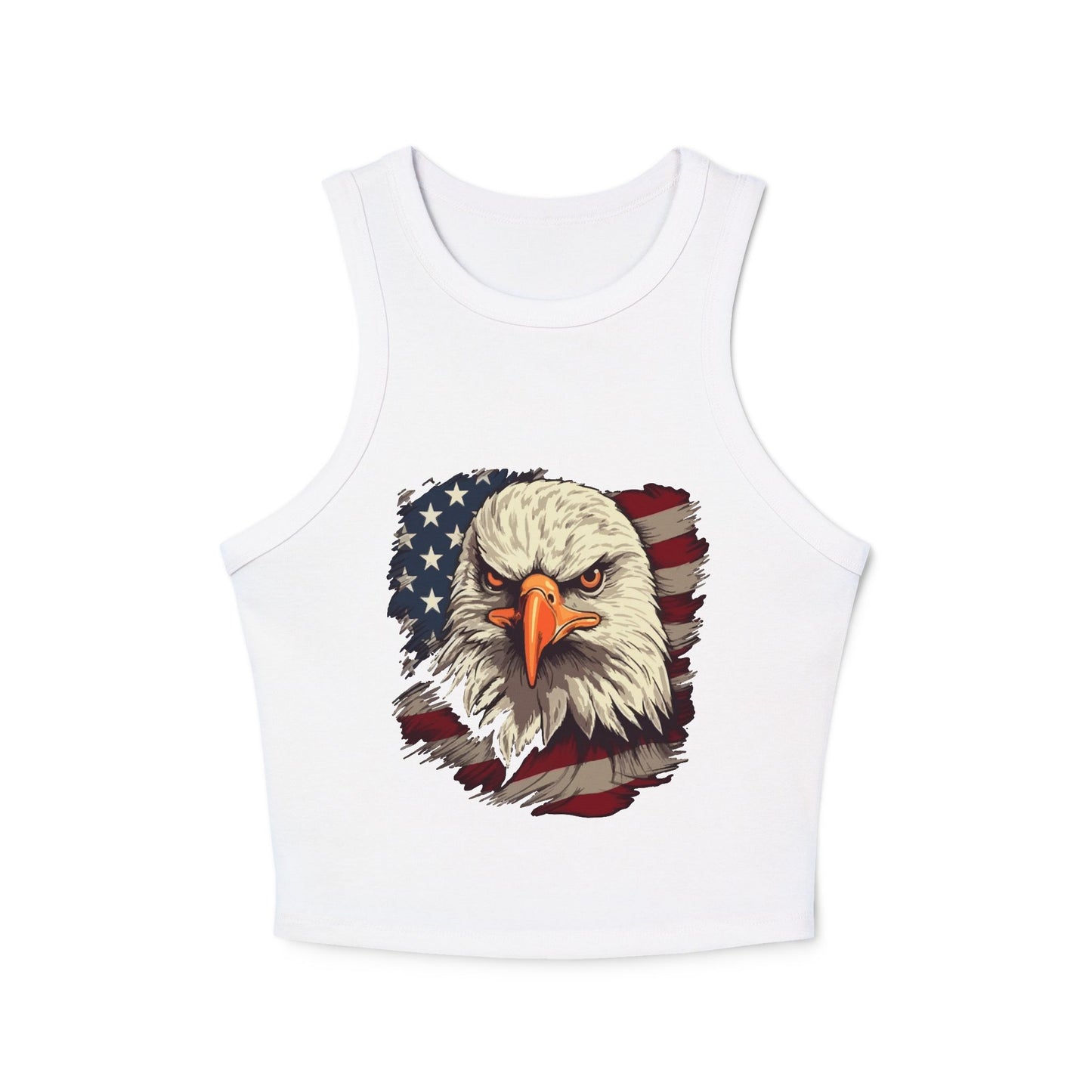 Princess Grace Patriotic Women's Micro Rib Racer Tank Top USA Eagle Design