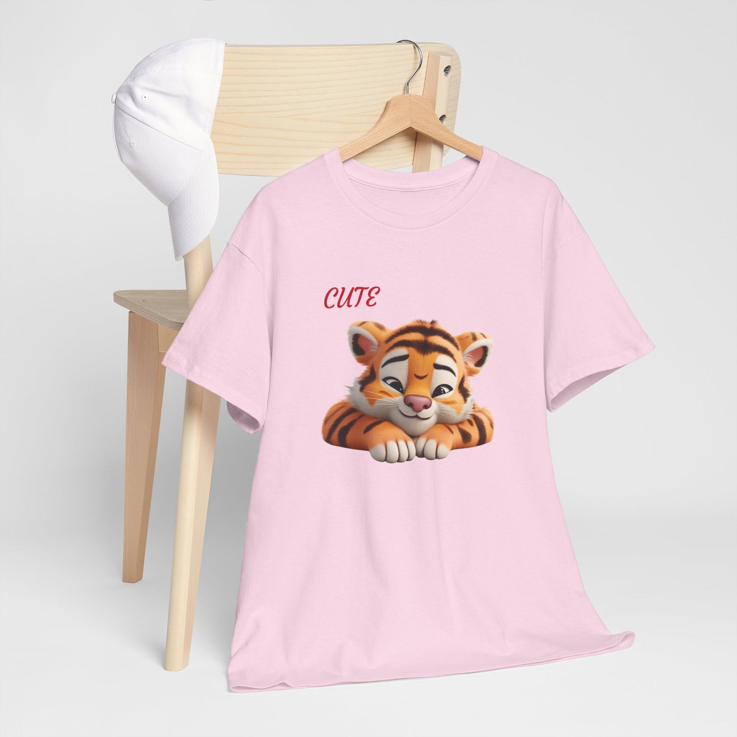Princess Grace Cute Tiger Graphic Unisex Heavy Cotton Tee Perfect for Animal Lovers and Everyday Comfort