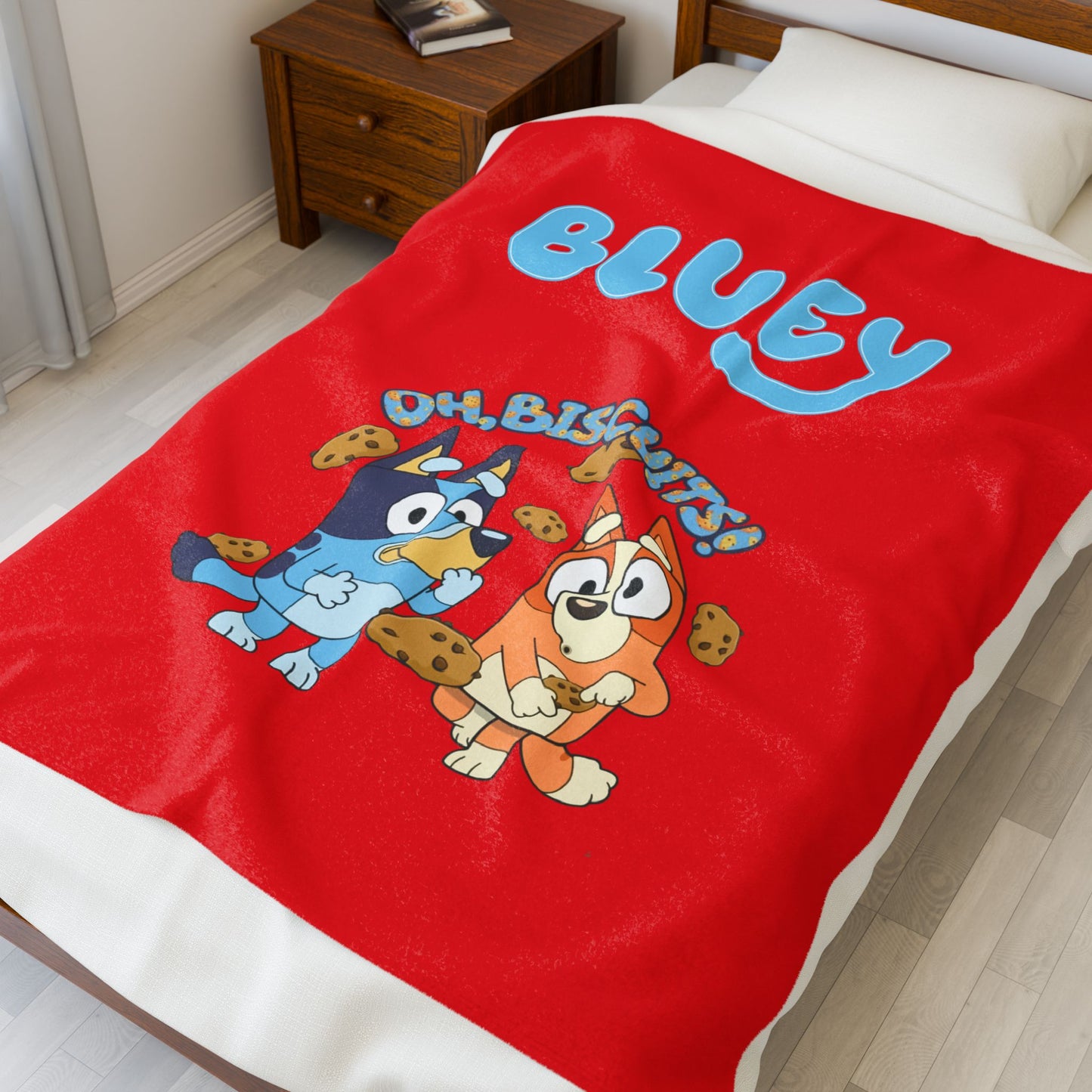Princess Grace Bluey Oh Biscuits Velveteen Plush Blanket for Kids