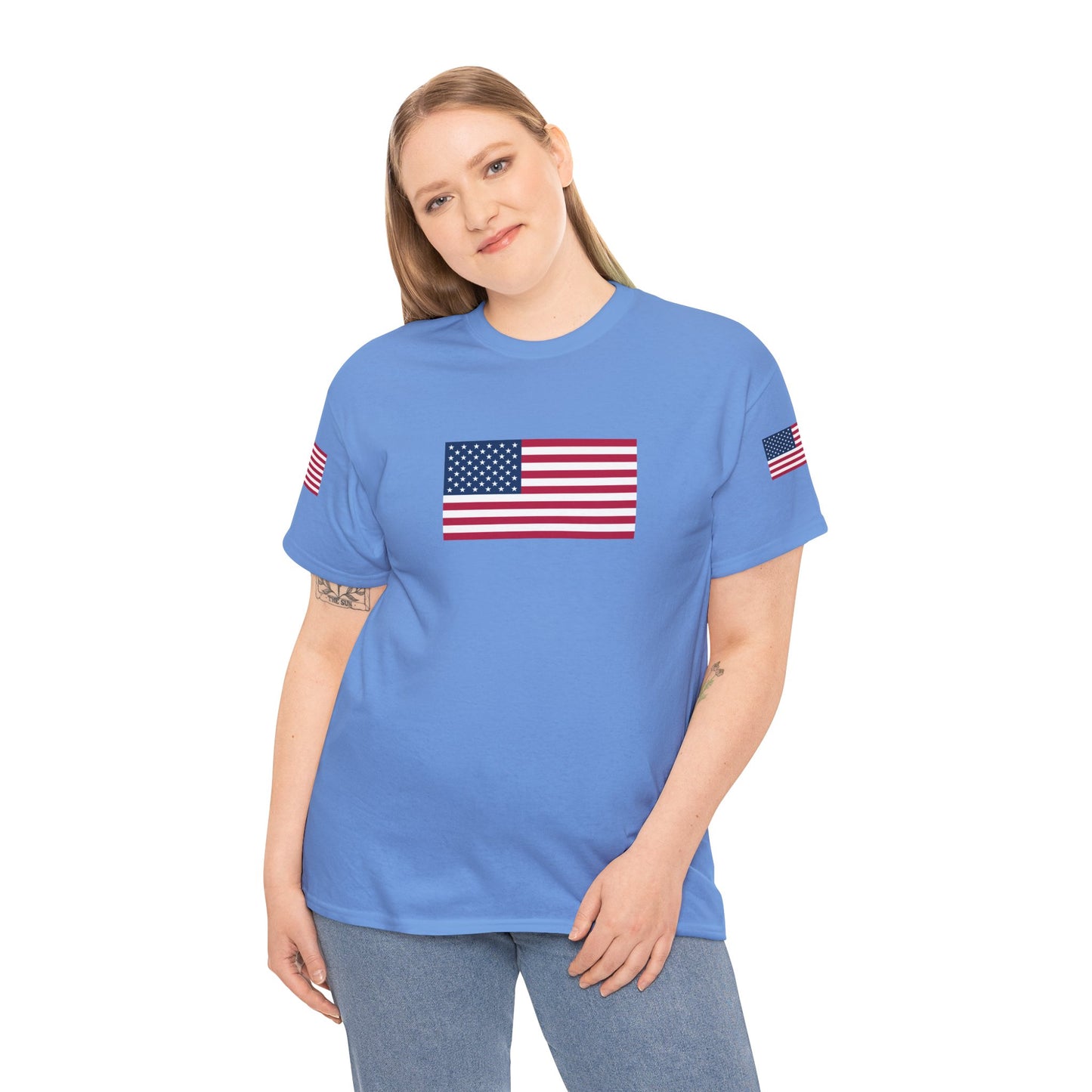 Princess Grace Patriotic Unisex Heavy Cotton Tee with USA Flag Design