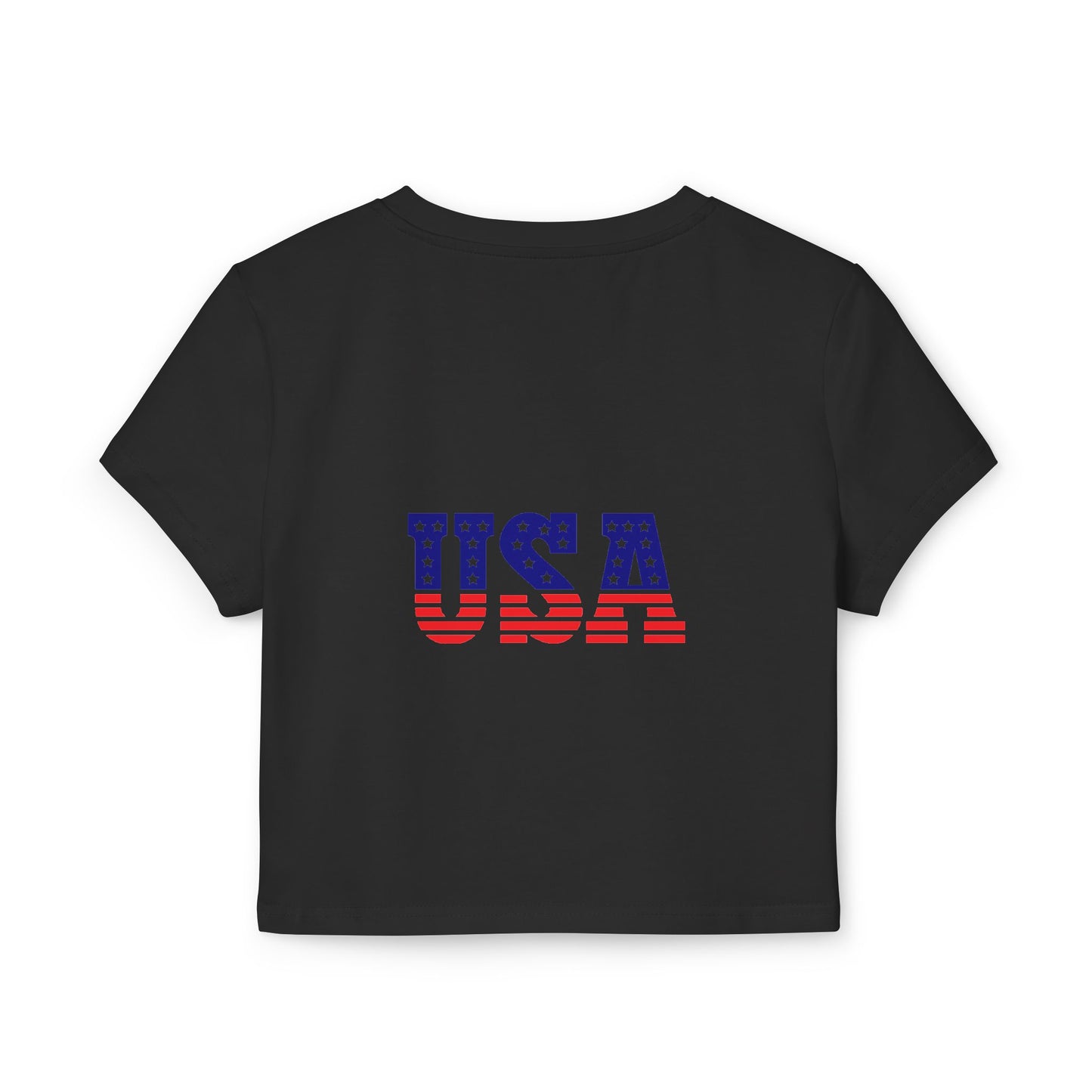 Princess Grace USA Heart Women's Baby Tee Patriotic Crop Top for Independence Day