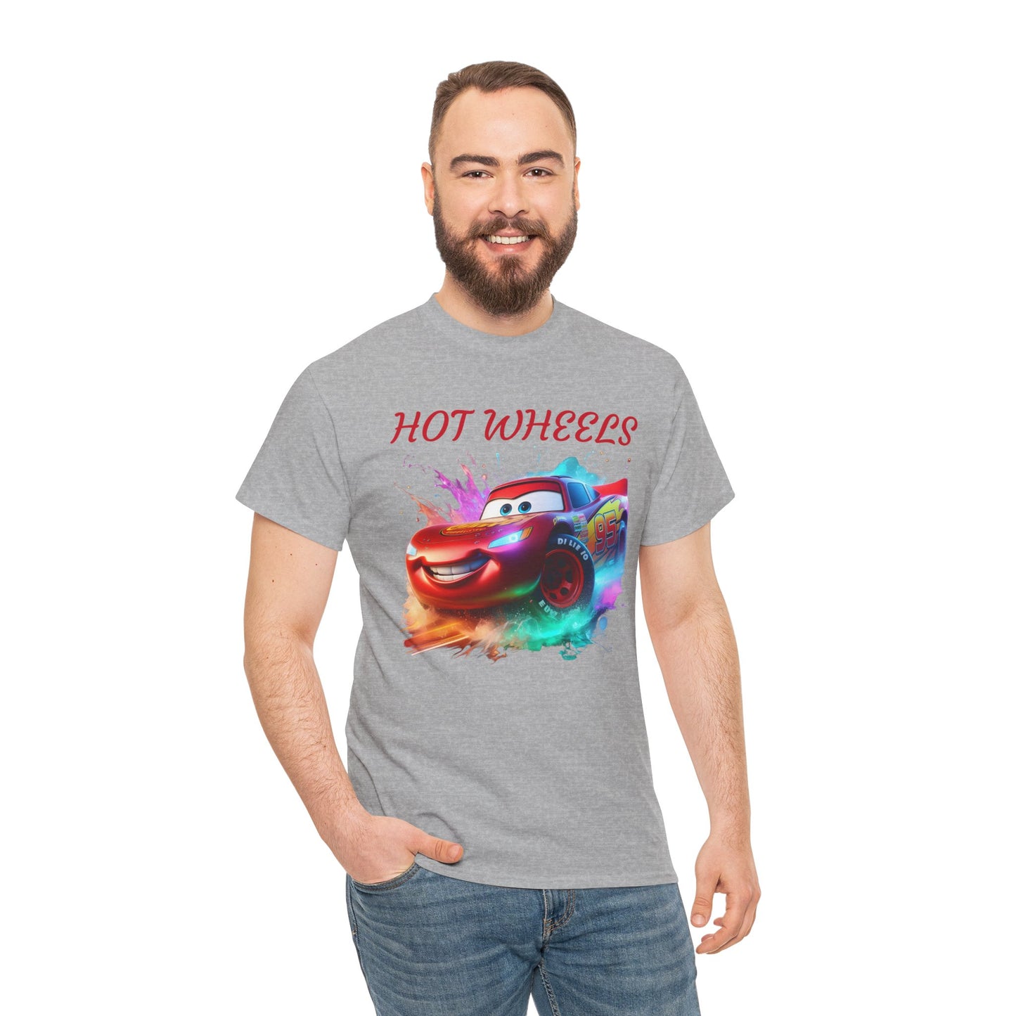 Princess Grace Hot Wheels Unisex Heavy Cotton Tee Fun Car Graphic T-Shirt for Kids and Adults