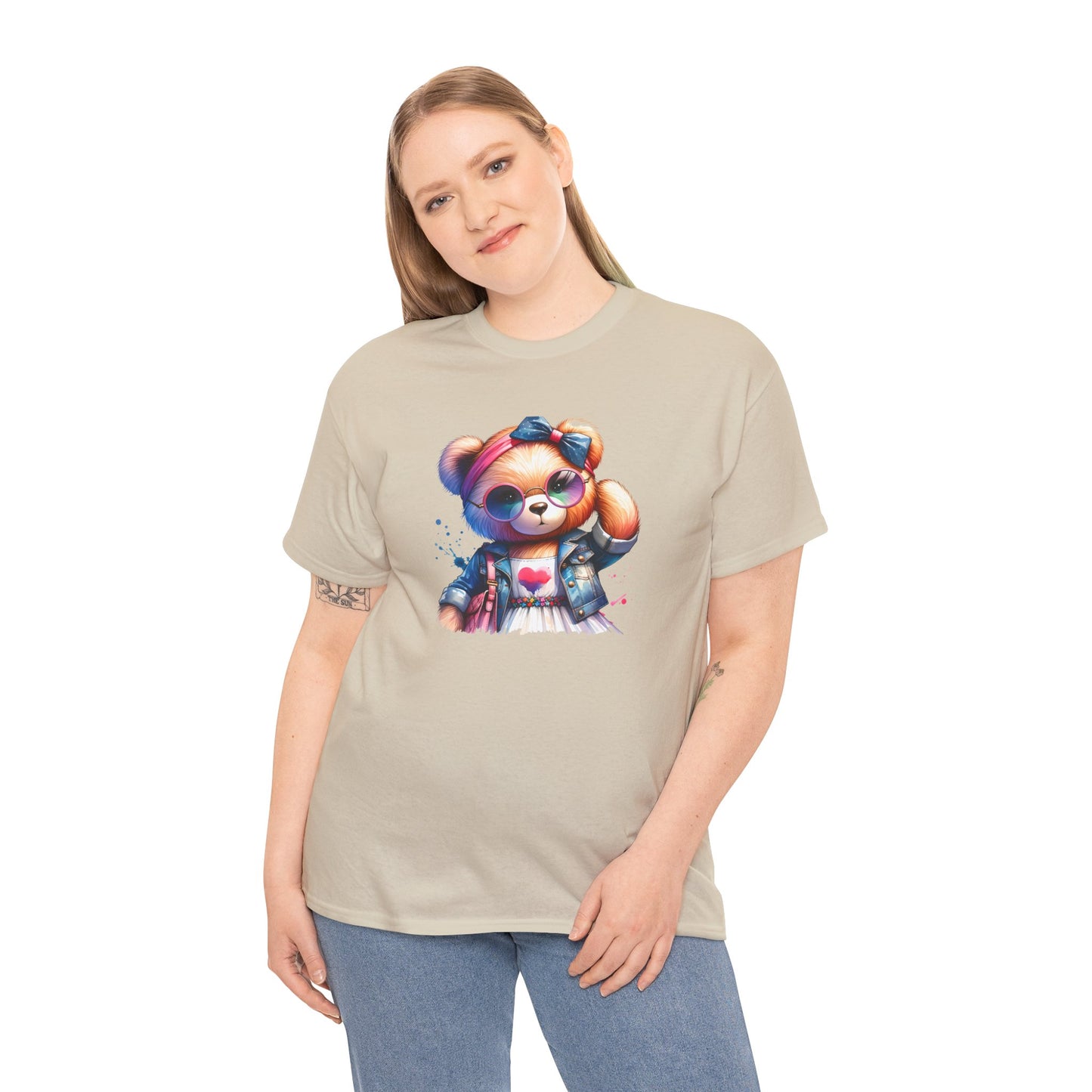 Princess Grace Cute Teddy Bear Unisex Heavy Cotton Tee Playful Graphic T-Shirt for All Ages
