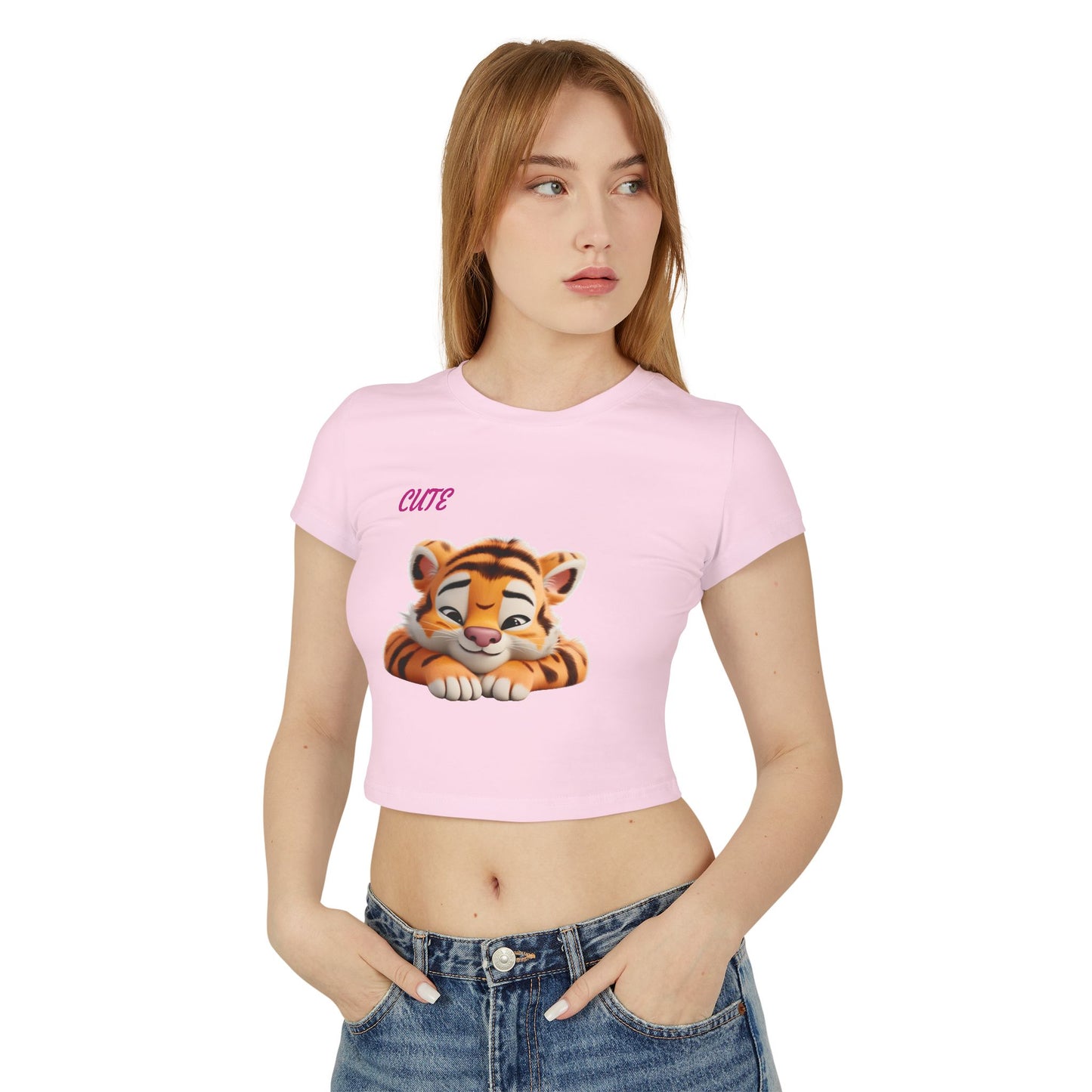 Princess Grace Cute Tiger Women's Baby Tee Playful and Stylish Top for Animal Lovers