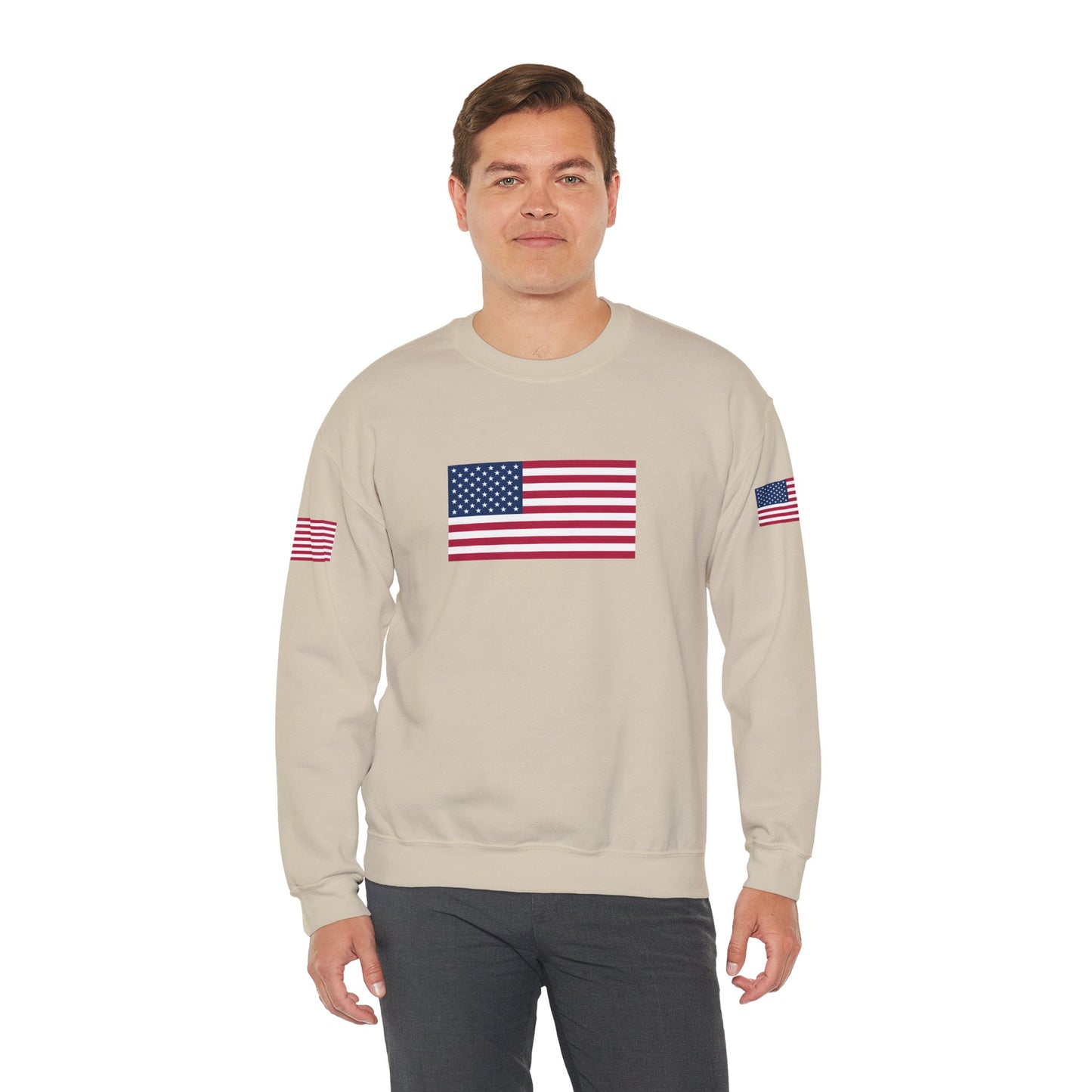 Princess Grace Patriotic Unisex Crewneck Sweatshirt with American Flags