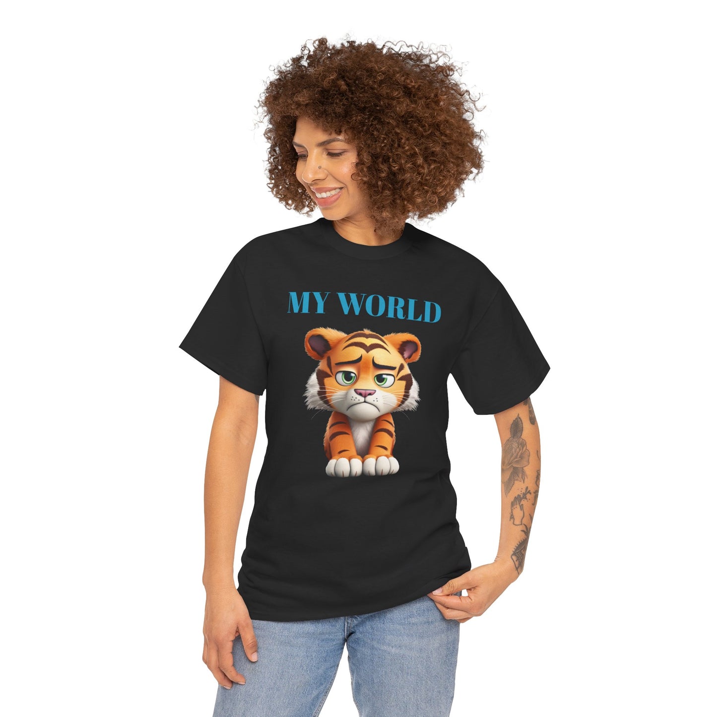 Princess Grace My World Tiger Unisex Heavy Cotton Tee Cute Animal T-Shirt for Kids & Adults