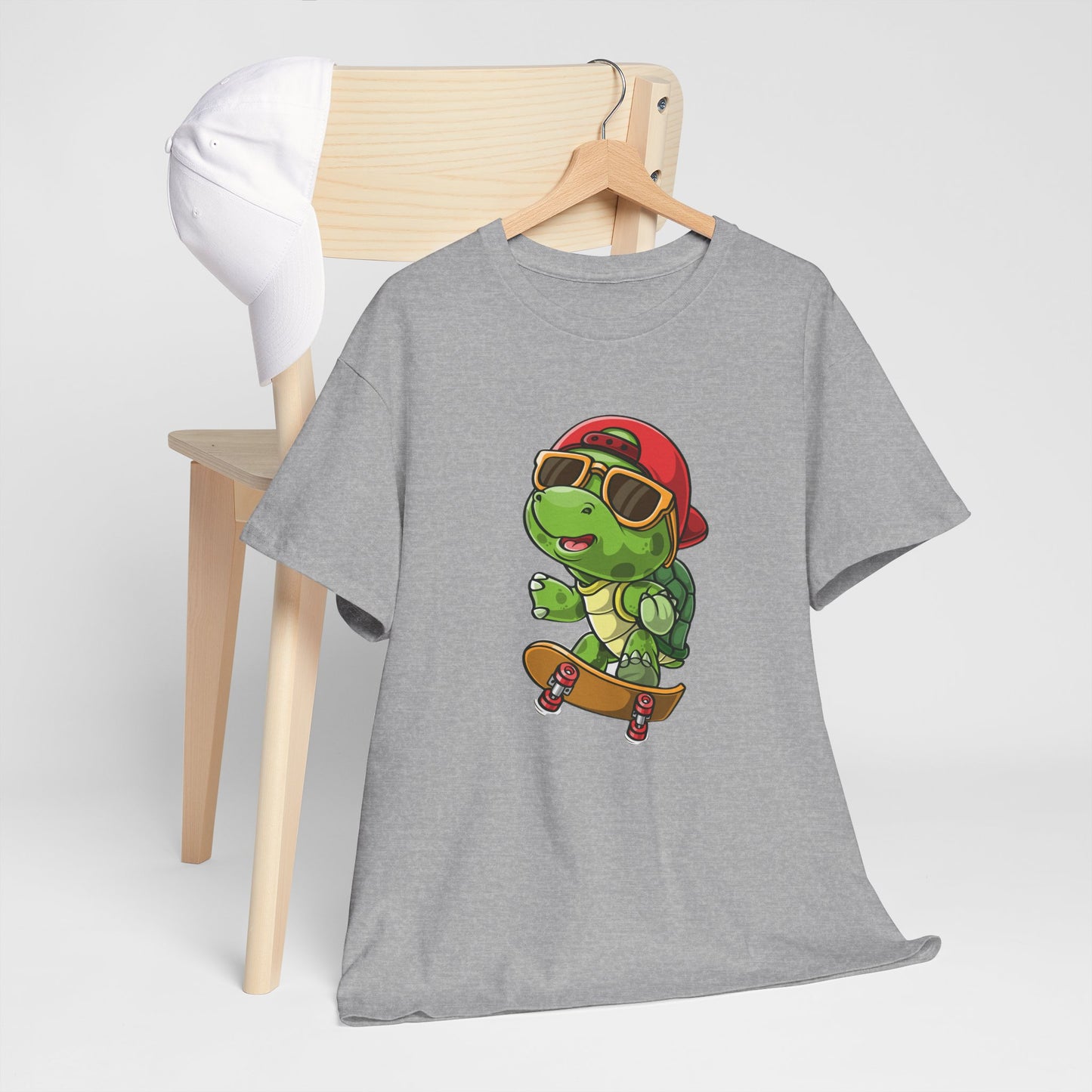 Princess Grace Cool Skateboarding Turtle Unisex Heavy Cotton Tee