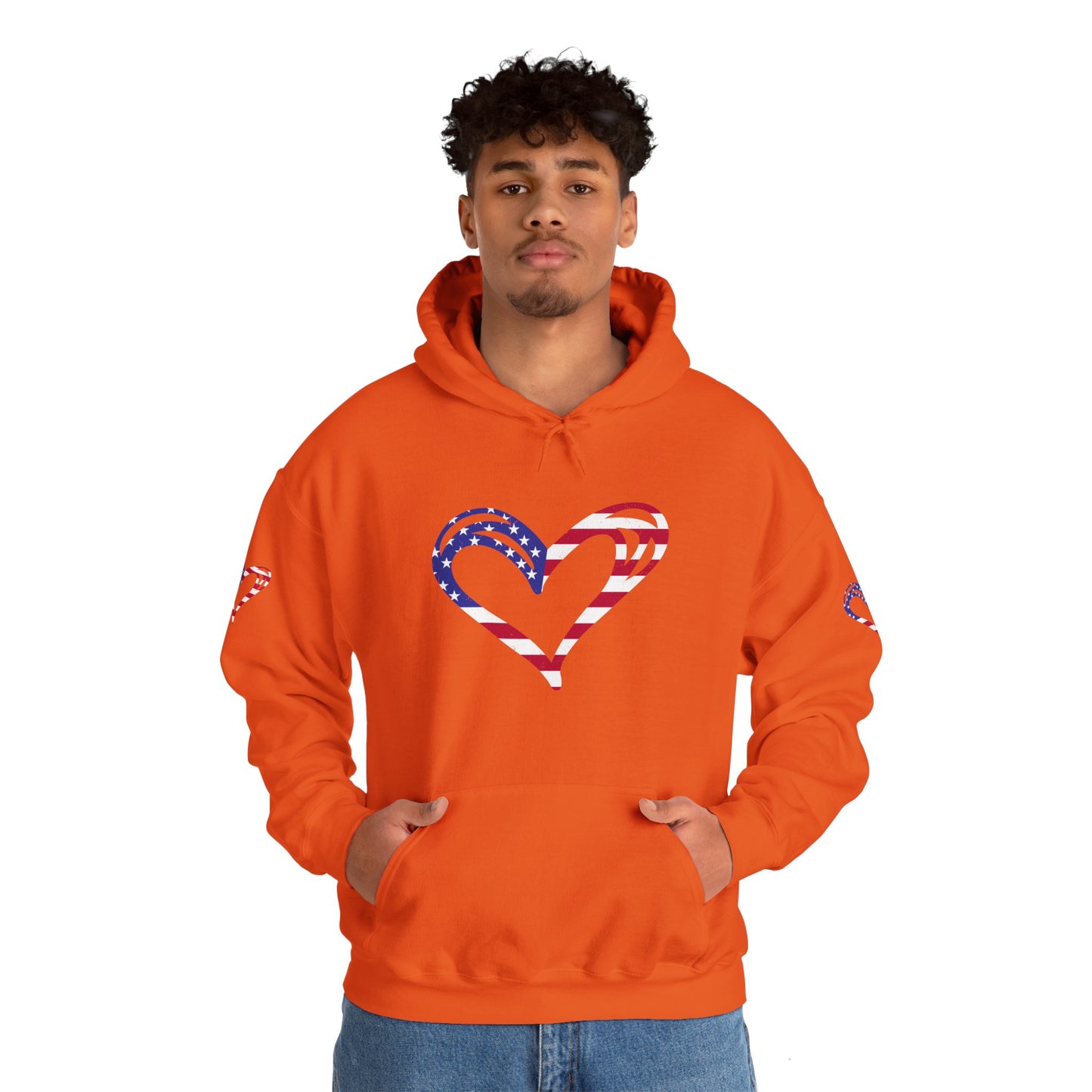 Princess Grace Patriotic Heart Unisex Hoodie Comfortable Heavy Blend Sweatshirt for Independence Day and Everyday Wear