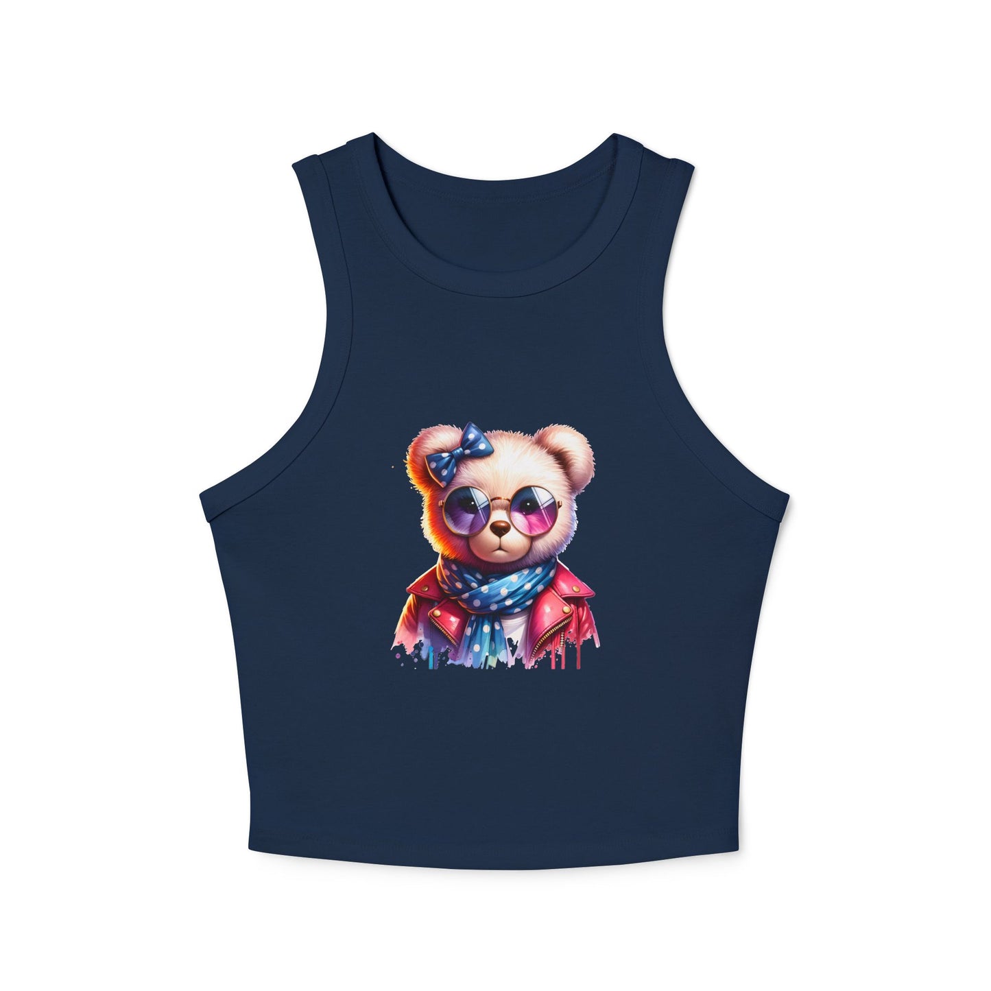 Princess Grace Cute Bear Graphic Racer Tank Top for Women