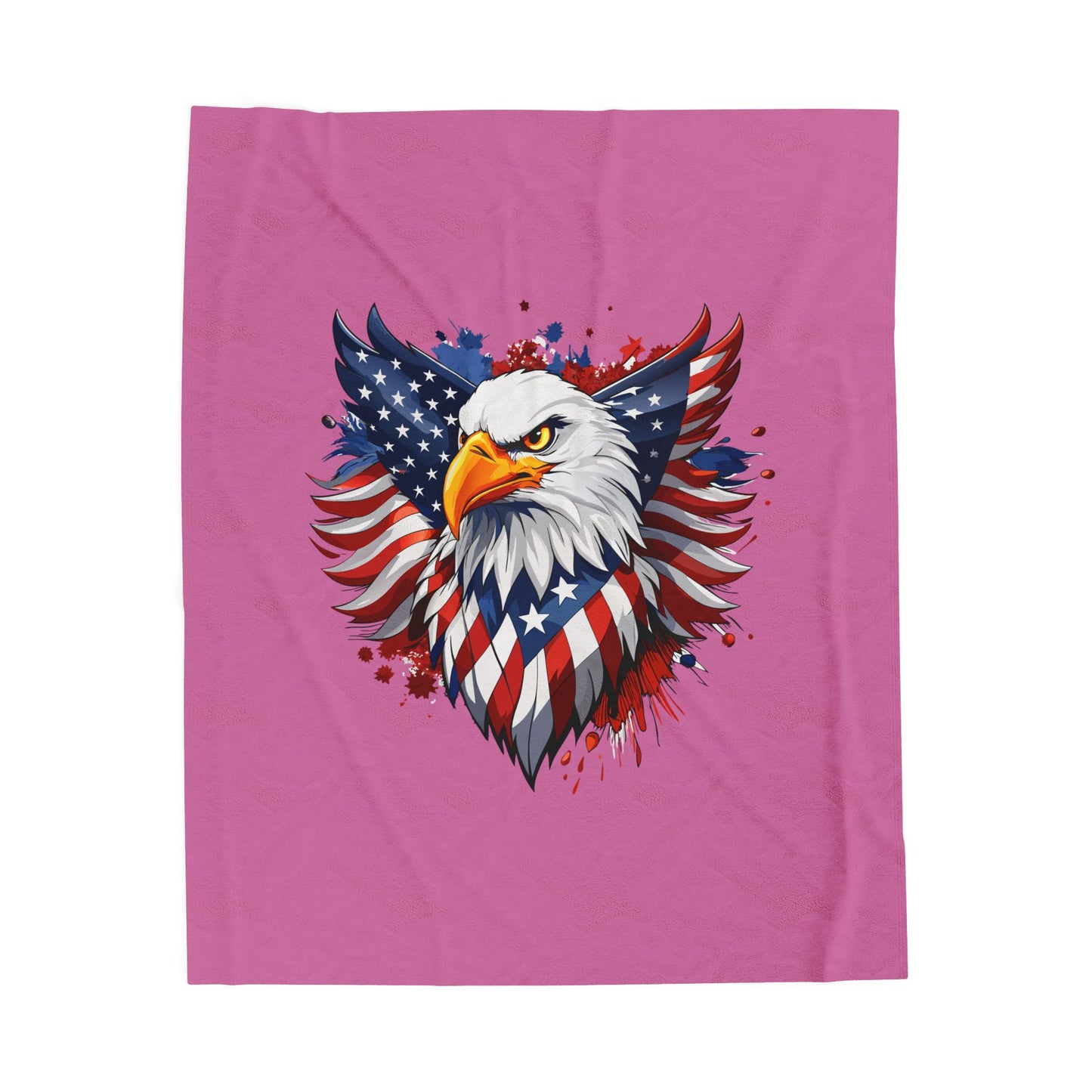 Princess Grace Patriotic Eagle Velveteen Plush Blanket Cozy Americana Decor