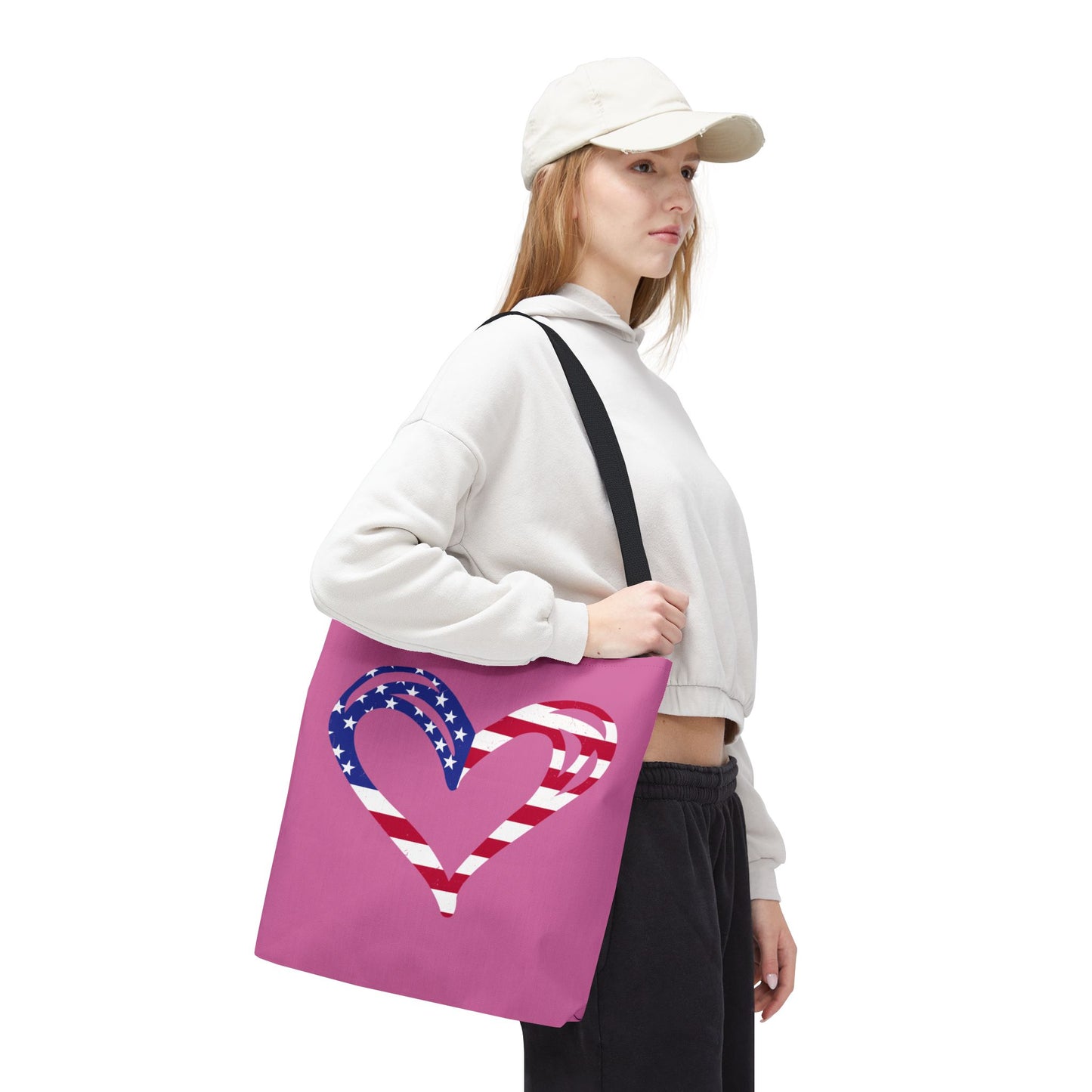 Princess Grace Patriotic Heart Tote Bag USA Flag Design