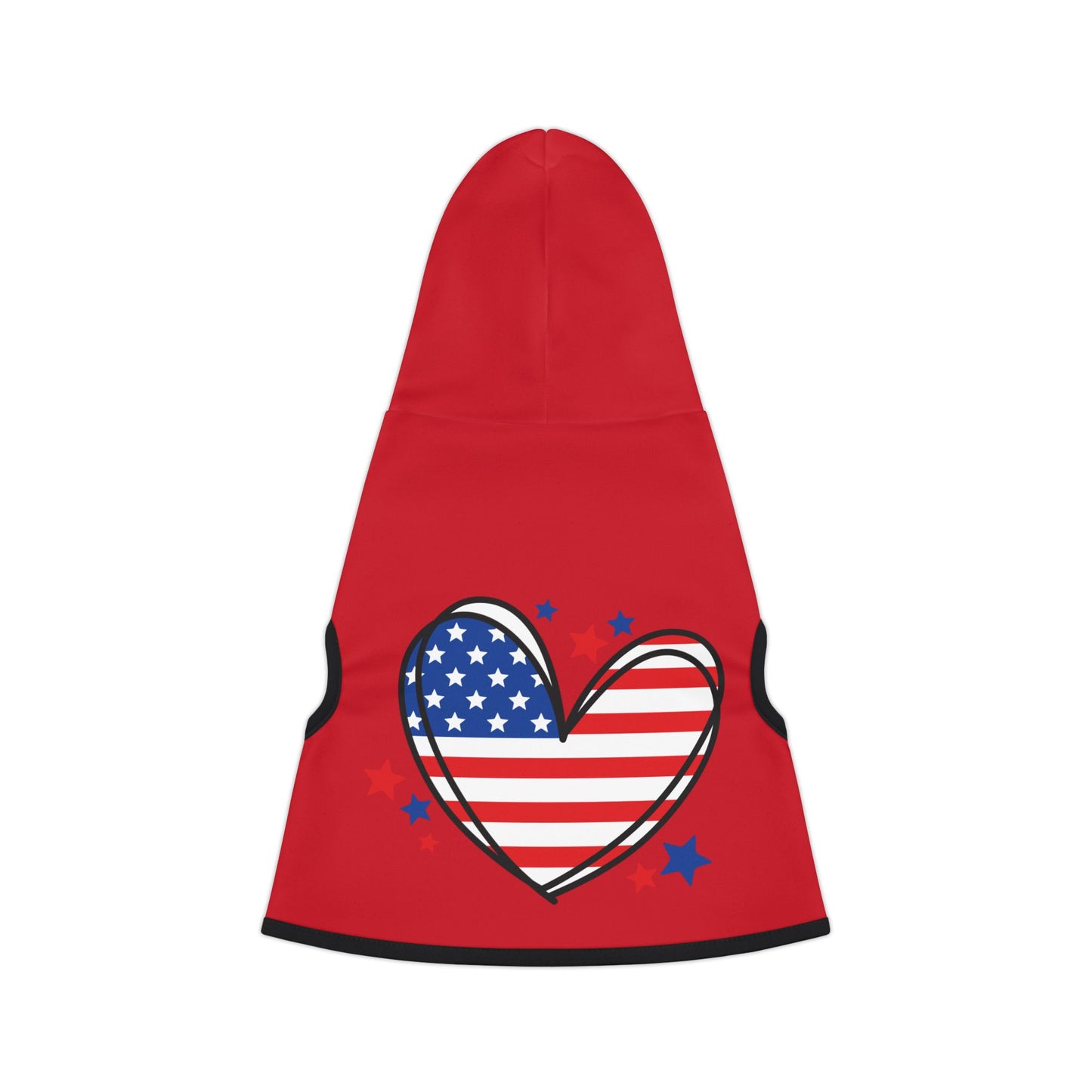 Princess Grace Patriotic Pet Hoodie Red Heart Design for Dogs