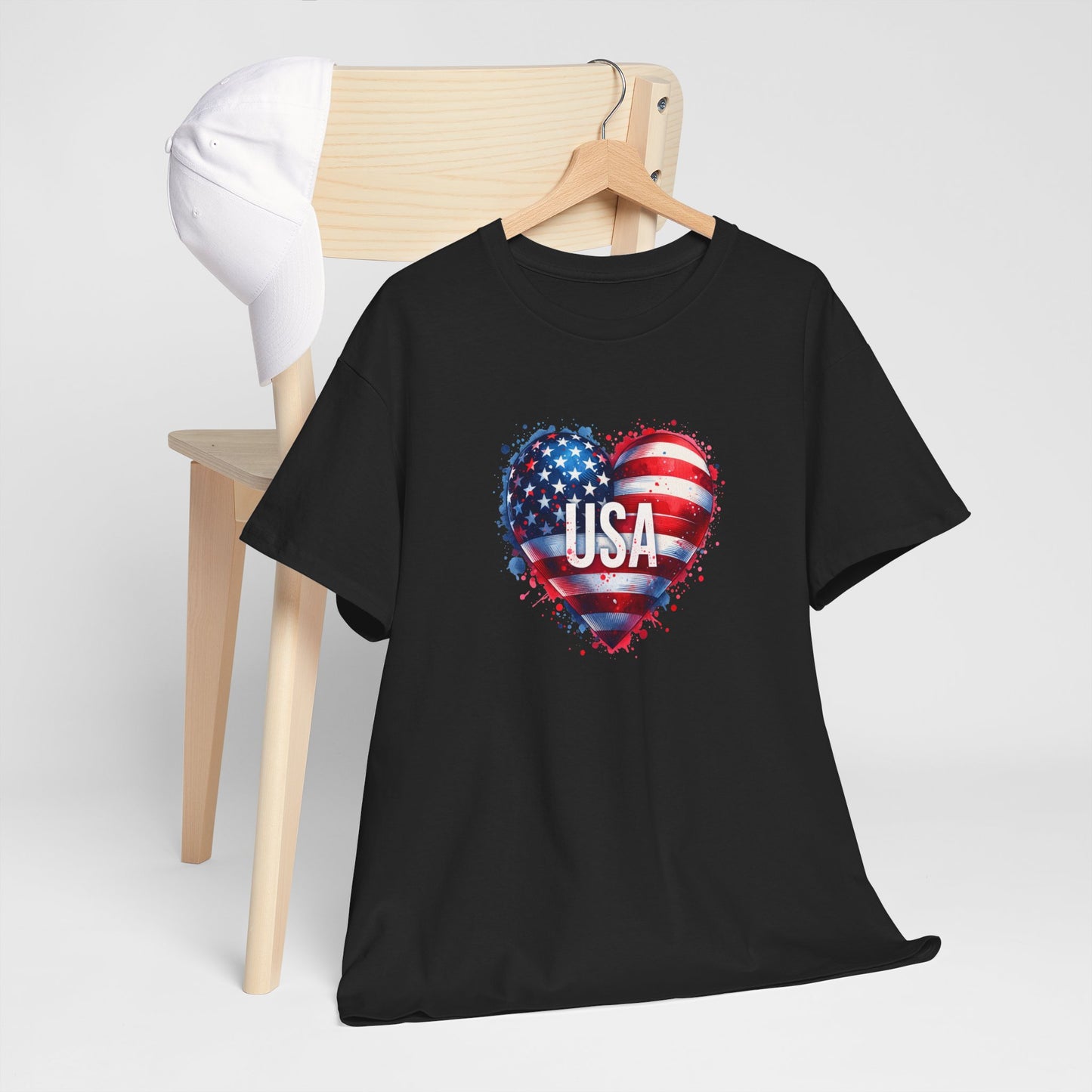 Princess Grace Patriotic Heart Unisex Cotton Tee USA Freedom Shirt