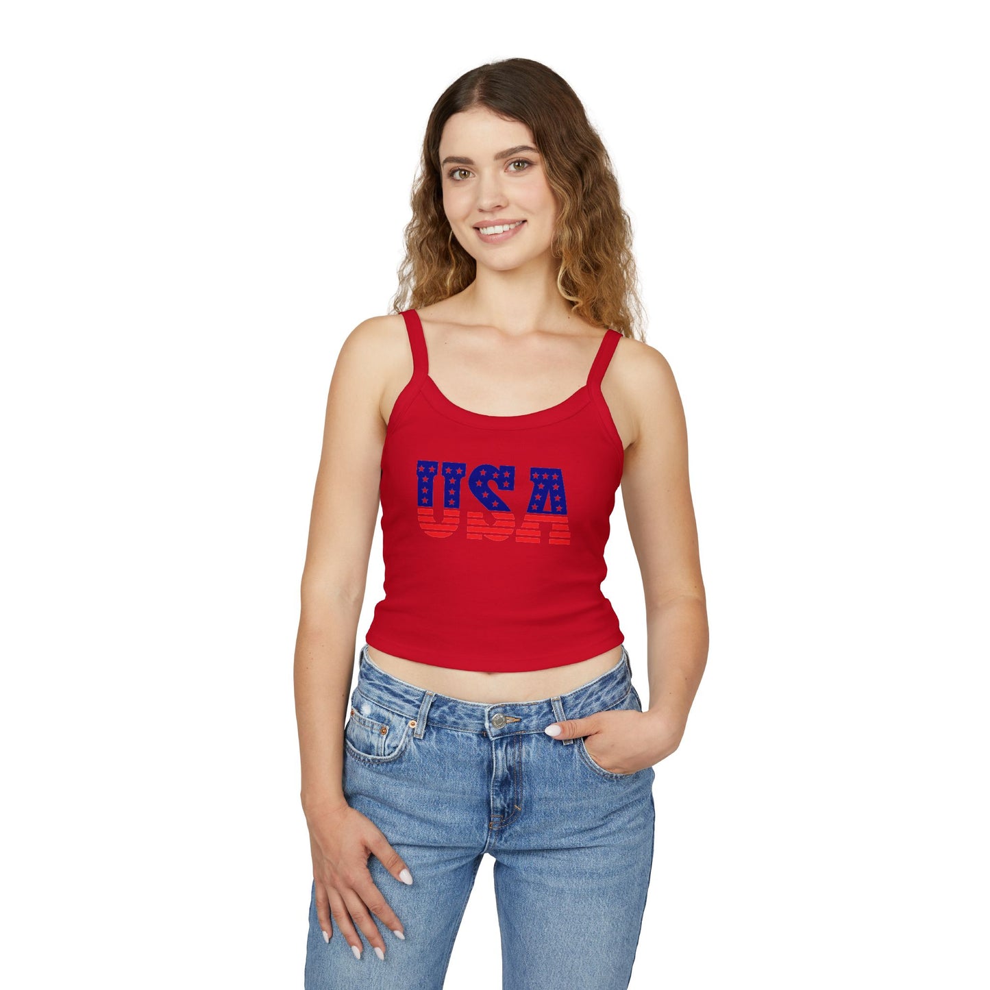 Princess Grace Stars & Stripes USA Women's Spaghetti Strap Tank Top