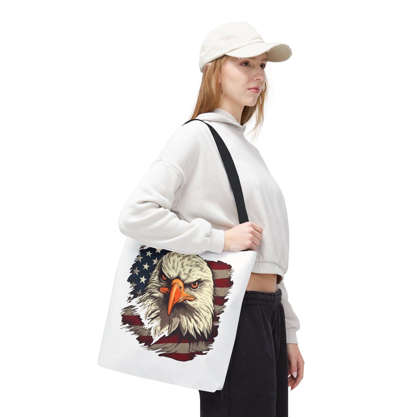 Princess Grace Patriotic Eagle Tote Bag American Flag Design for Independence Day and Everyday Use