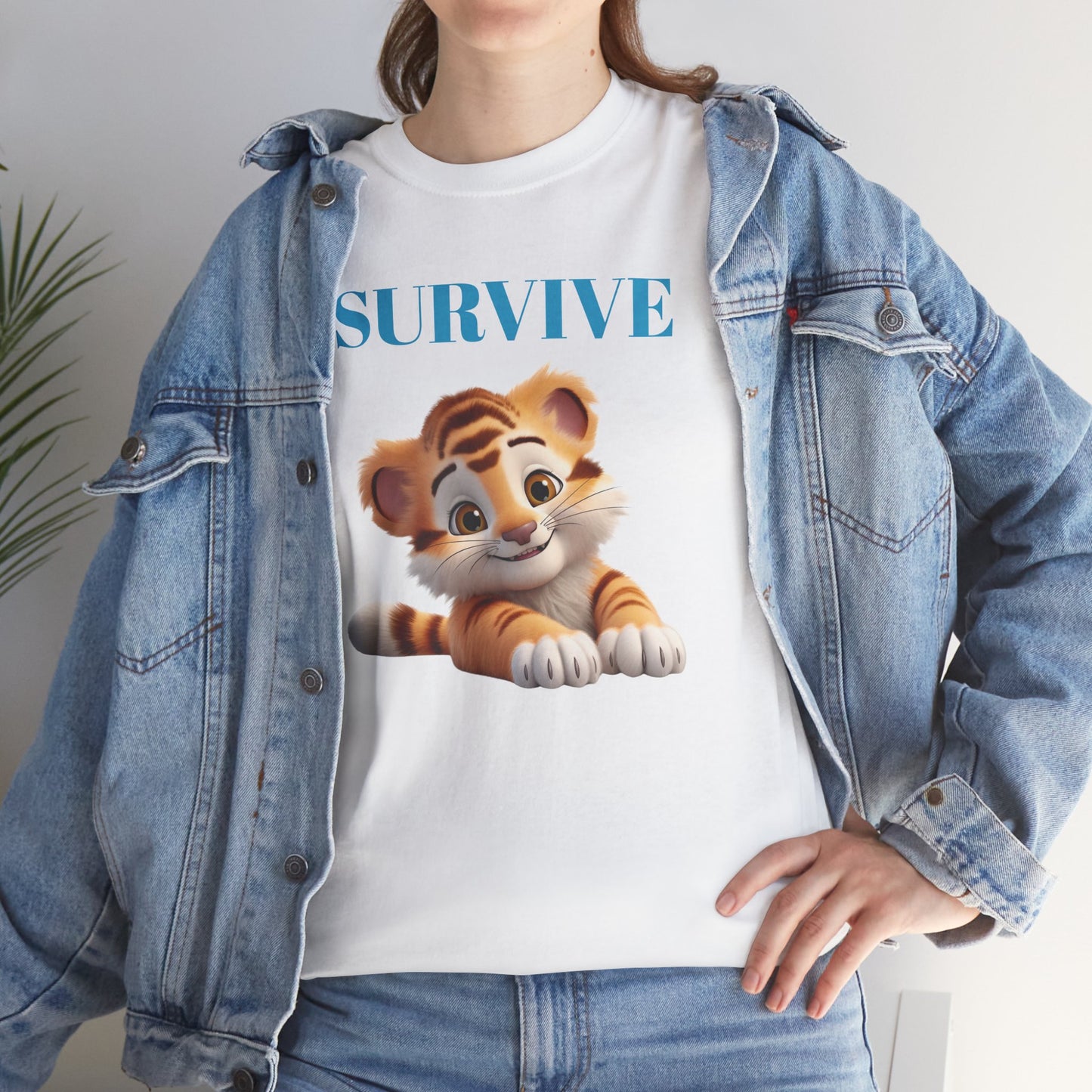 Princess Grace Survive Tiger Unisex Heavy Cotton Tee Cute Animal Graphic