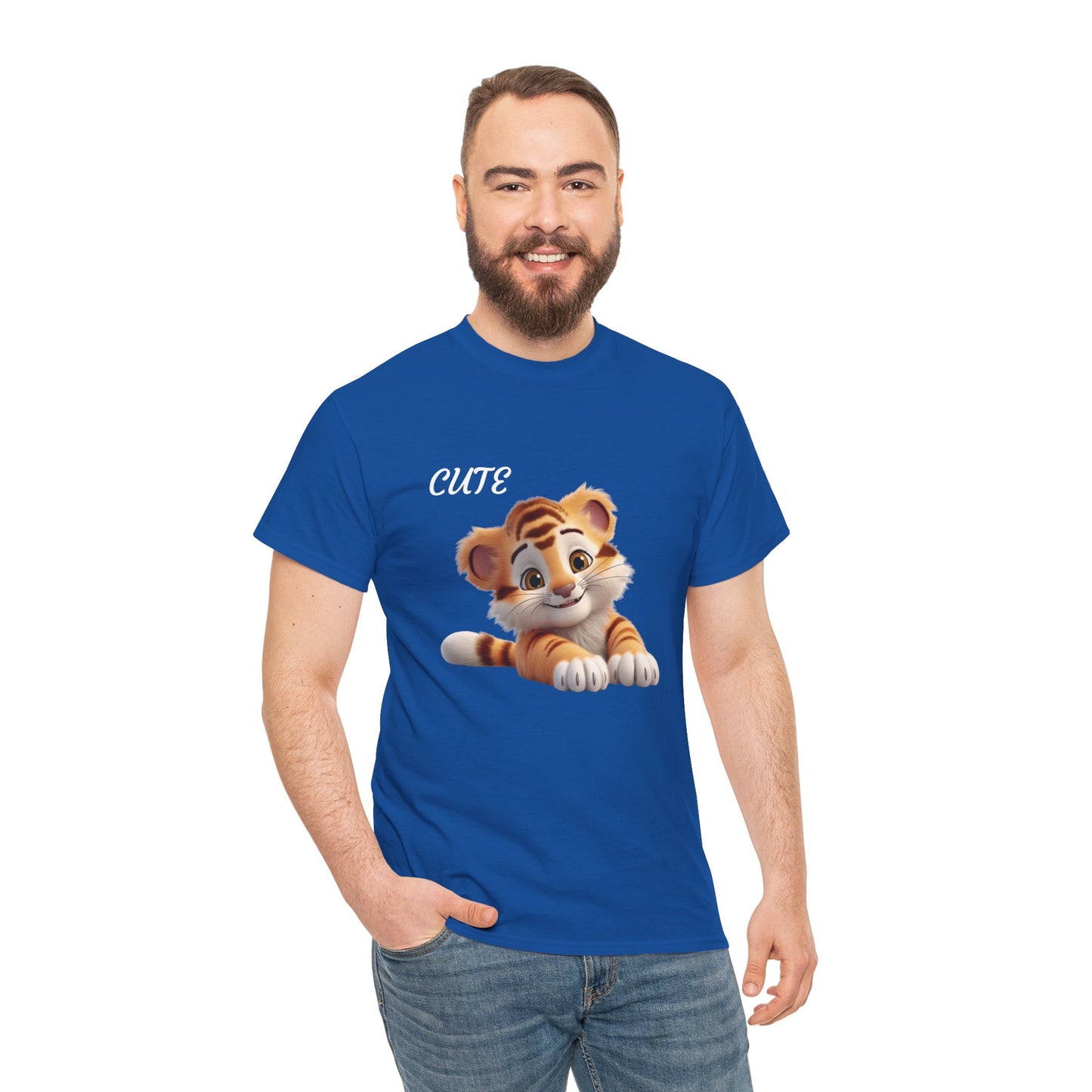 Princess Grace Cute Tiger Graphic Unisex Heavy Cotton Tee Perfect for Animal Lovers