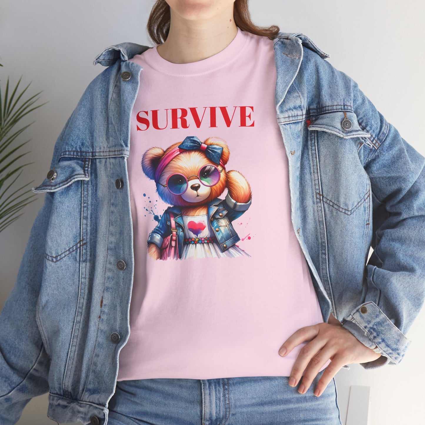 Princess Grace Survive Vibe Unisex Heavy Cotton Tee Fun and Edgy Graphic Tee for Casual Wear